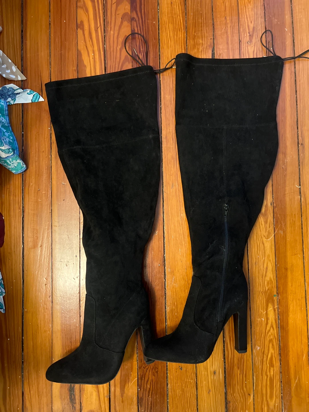 Black Suede Over-the-Knee Boots Size US 8