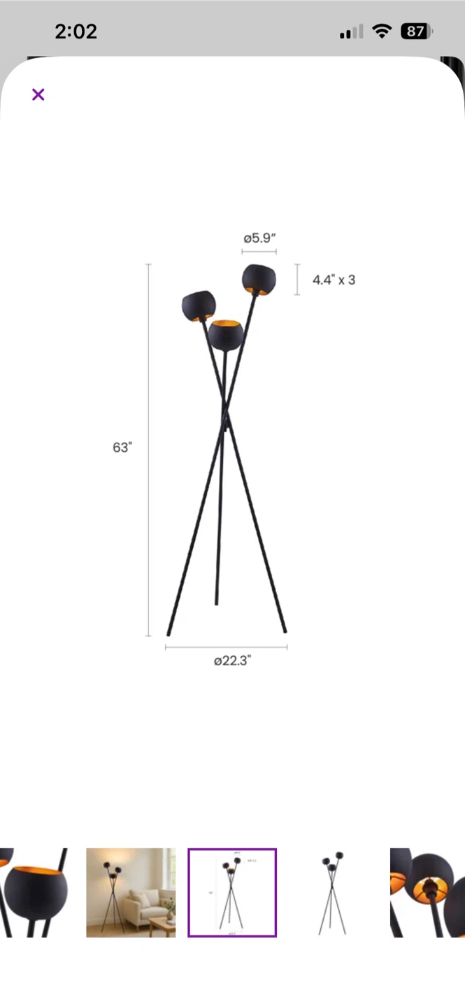 Ambient Tripod Floor Lamp (Moving Sale) - photo 3