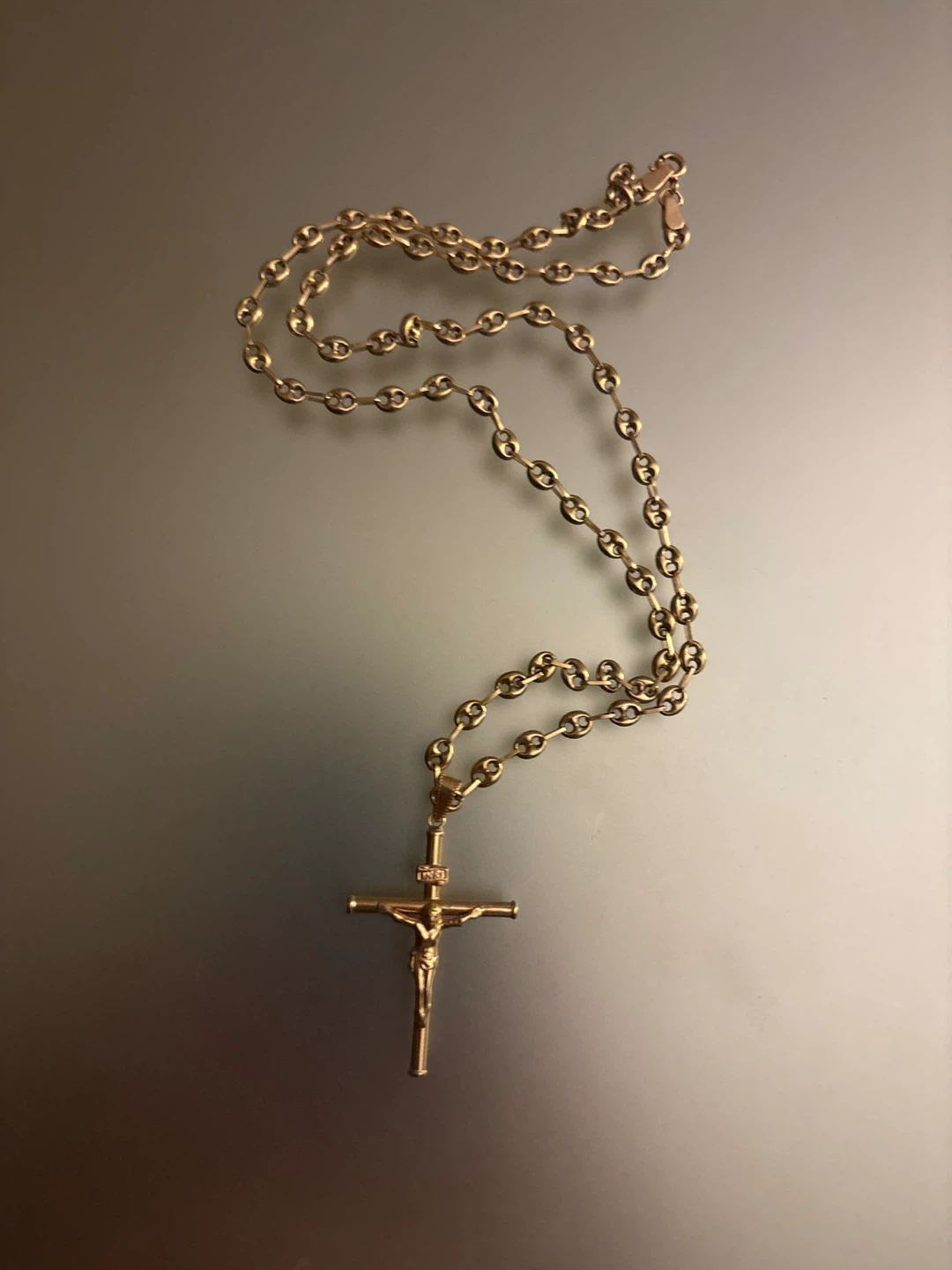 Gold Tone Crucifix Rosary Necklace - photo 3