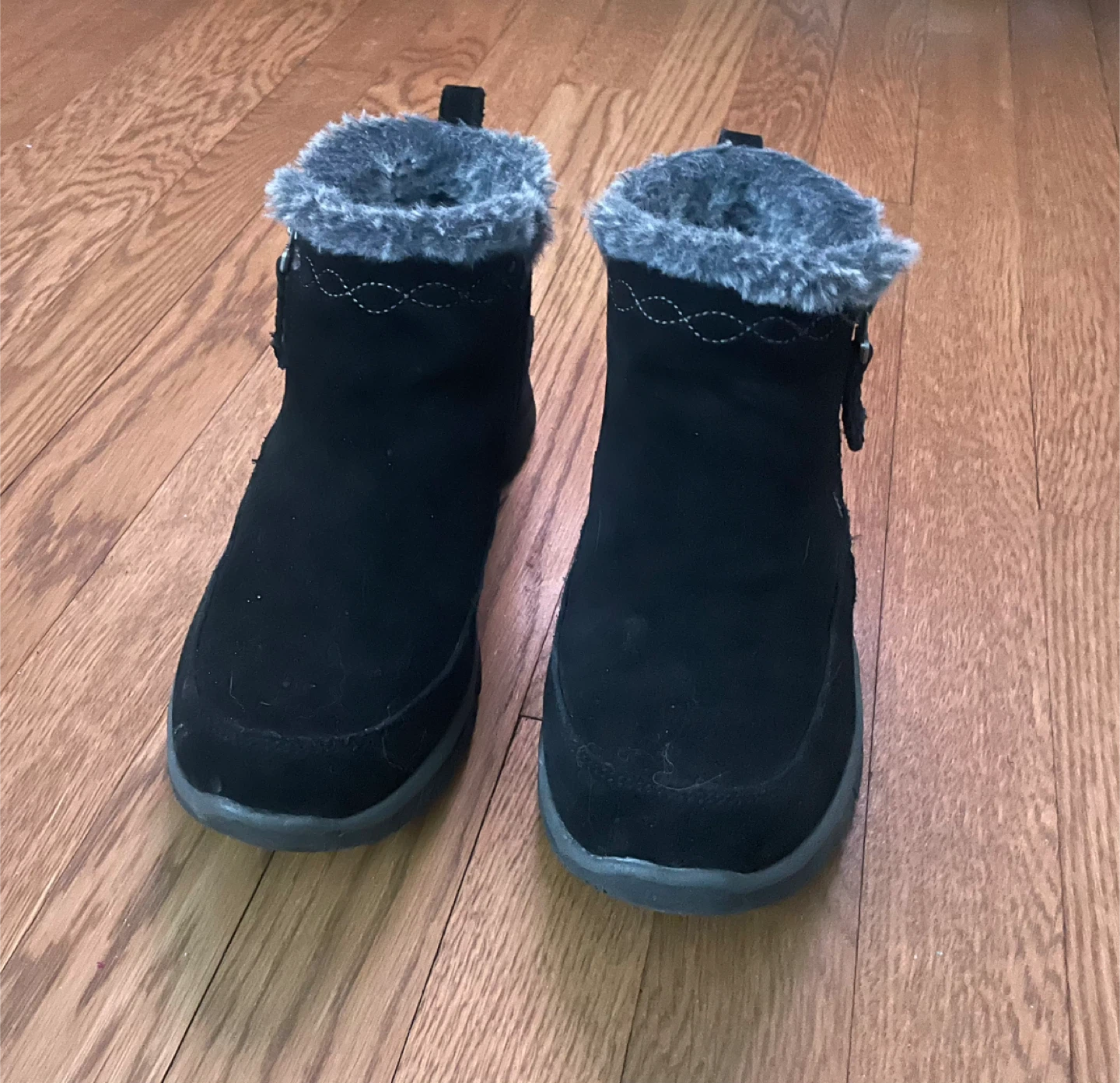 Skechers Black Suede Faux Fur Lined Winter Boots