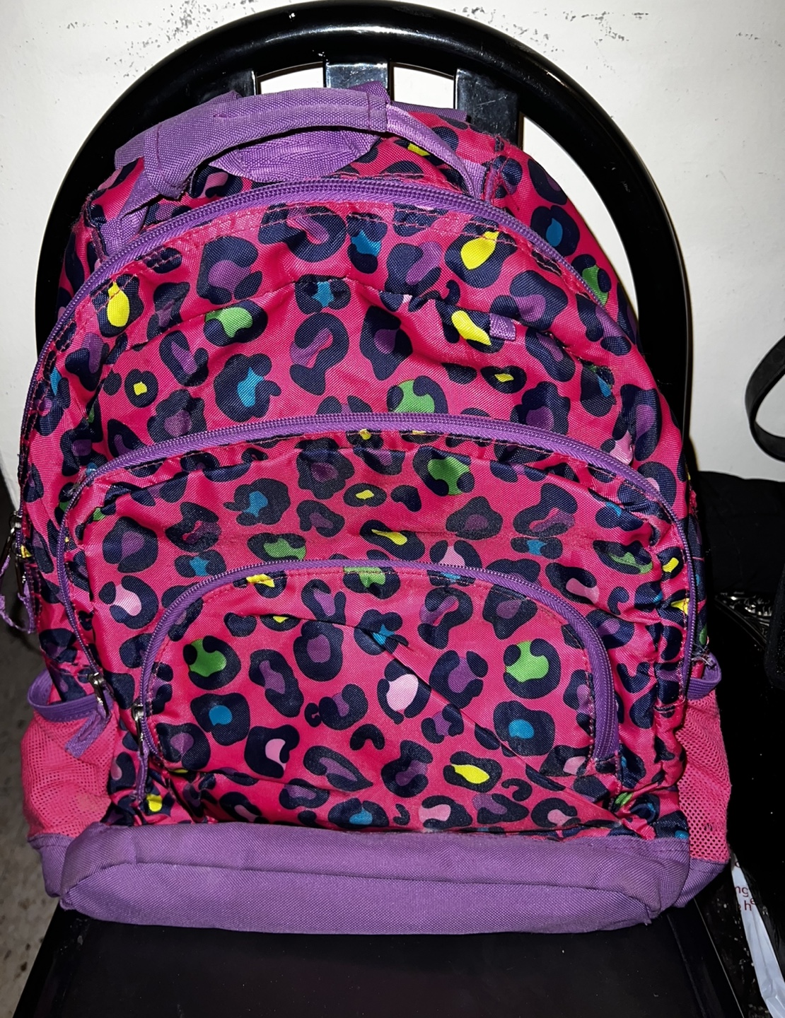 Kids' Purple and Pink Leopard Print Backpack