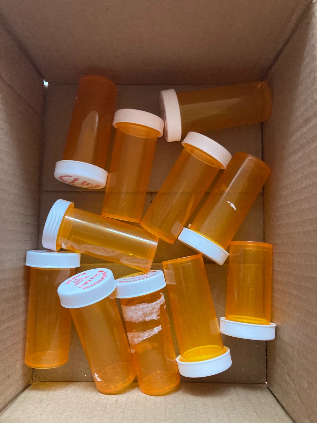 FREE 10 Orange Prescription Pill Bottles with White Caps