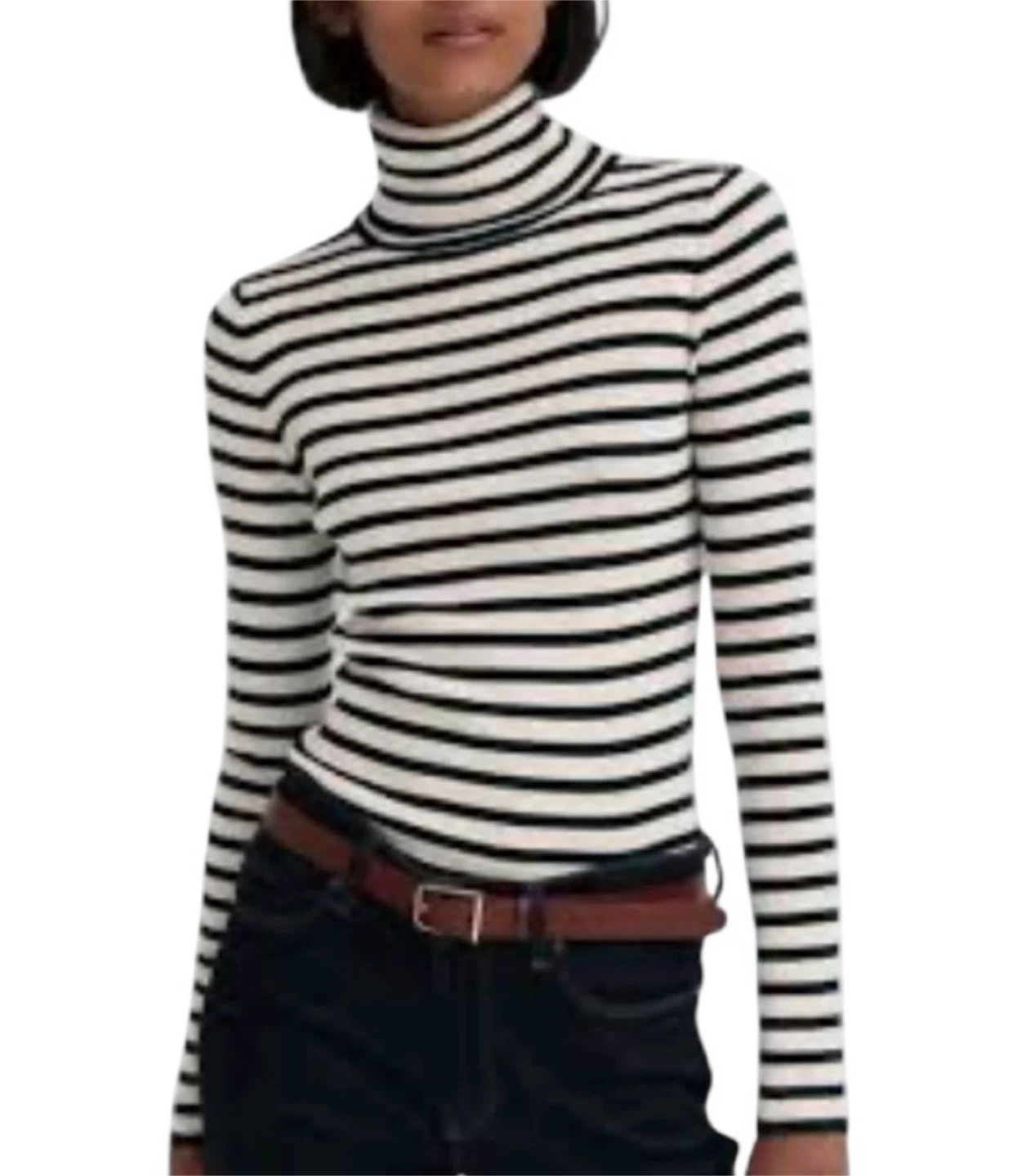 UNIQLO Striped Turtleneck Sweater - 100% Wool