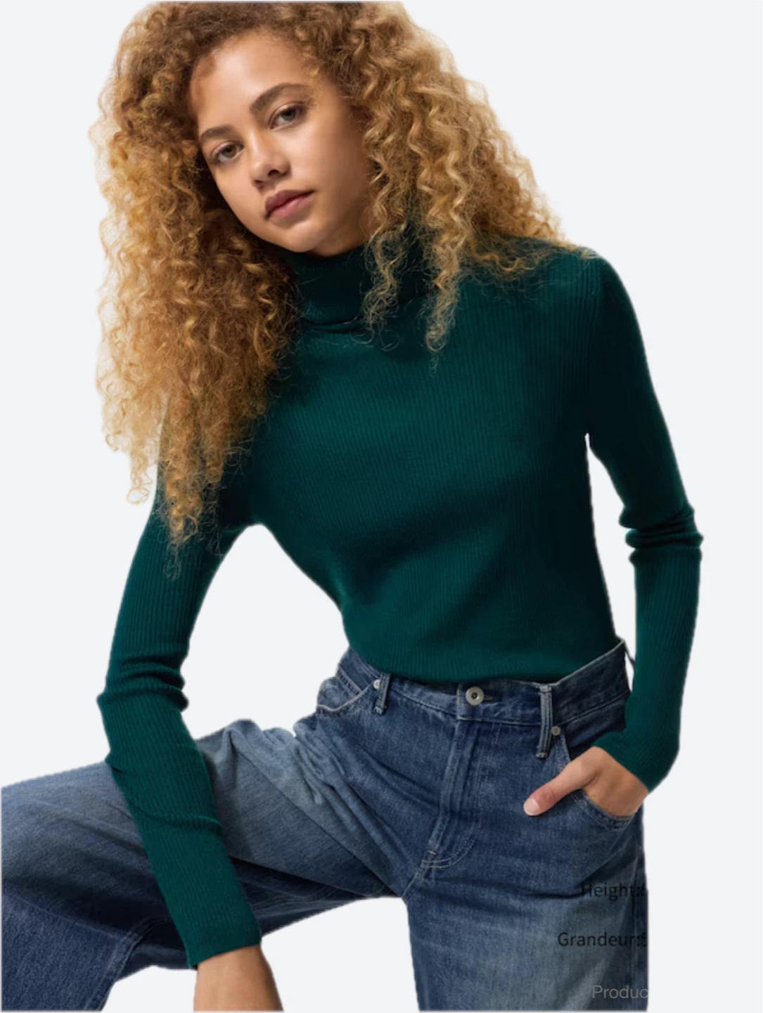 UNIQLO Dark Green Ribbed Turtleneck Sweater