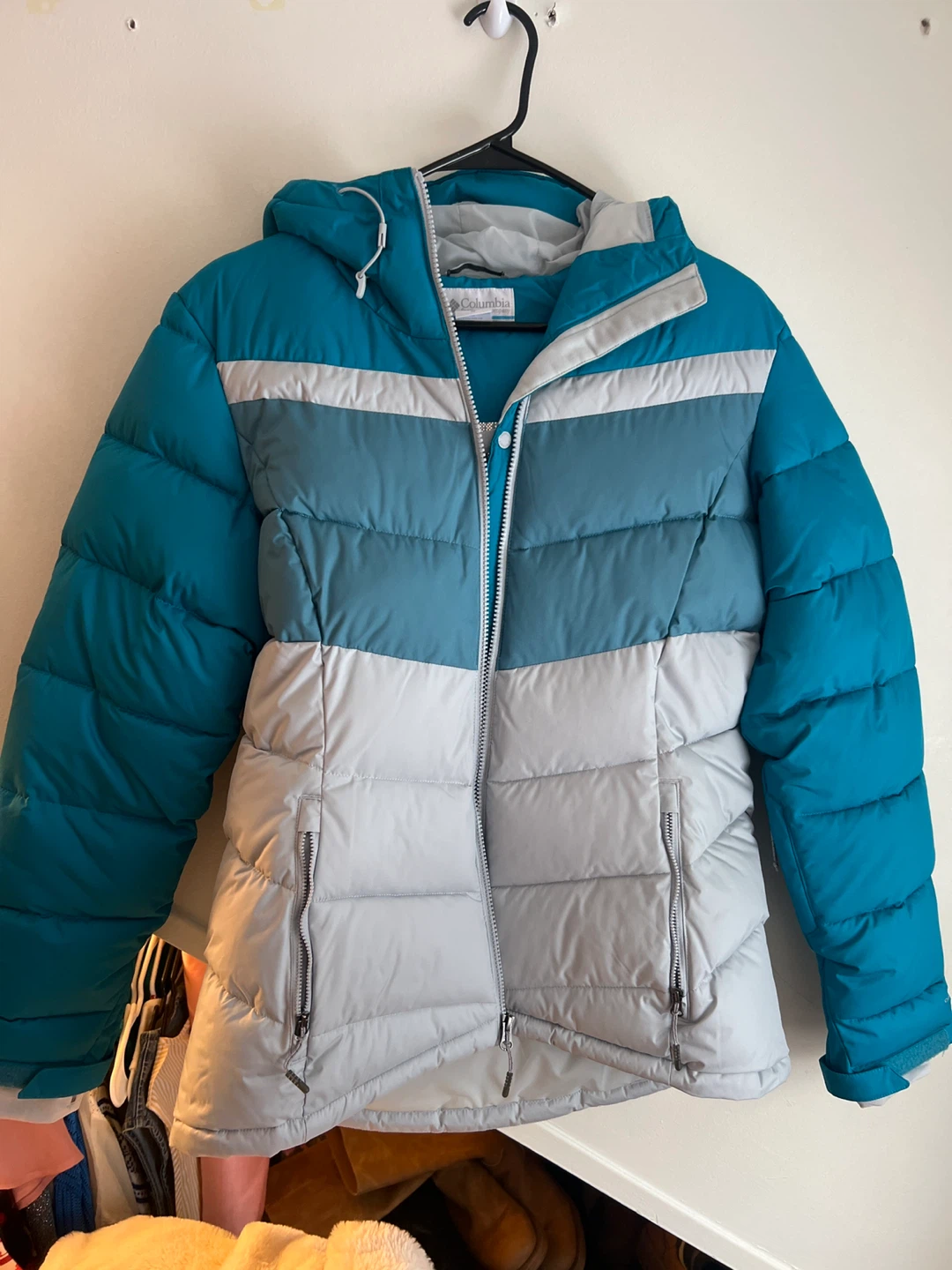 Columbia Puffer Jacket - Size M - Teal/Gray