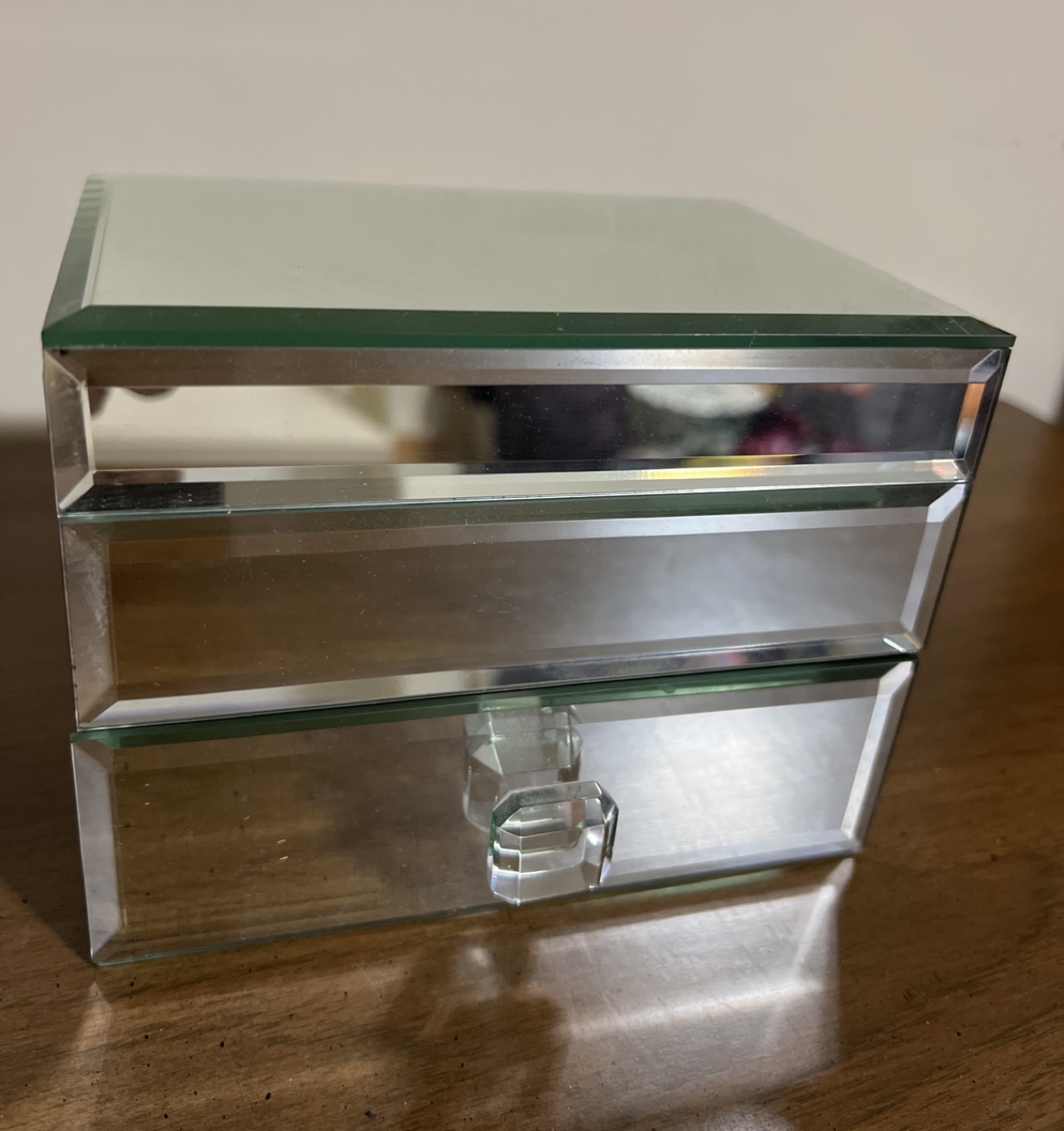 Brand New-Mirrored 2-Drawer Jewellery Box