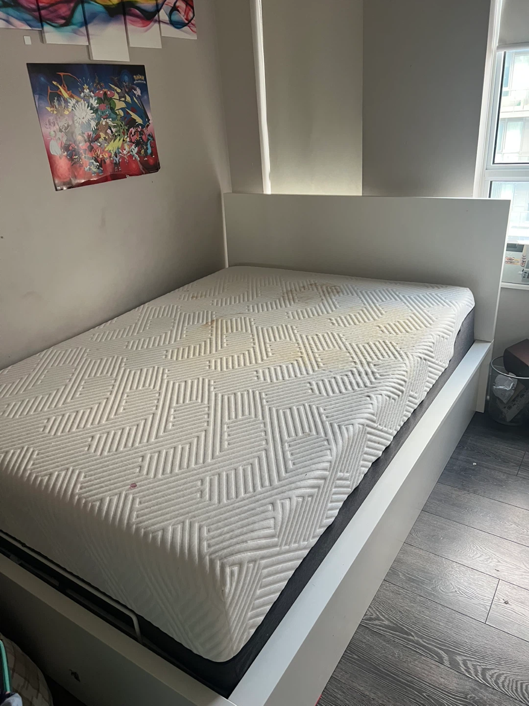 White Storage Bed Frame with Mattress