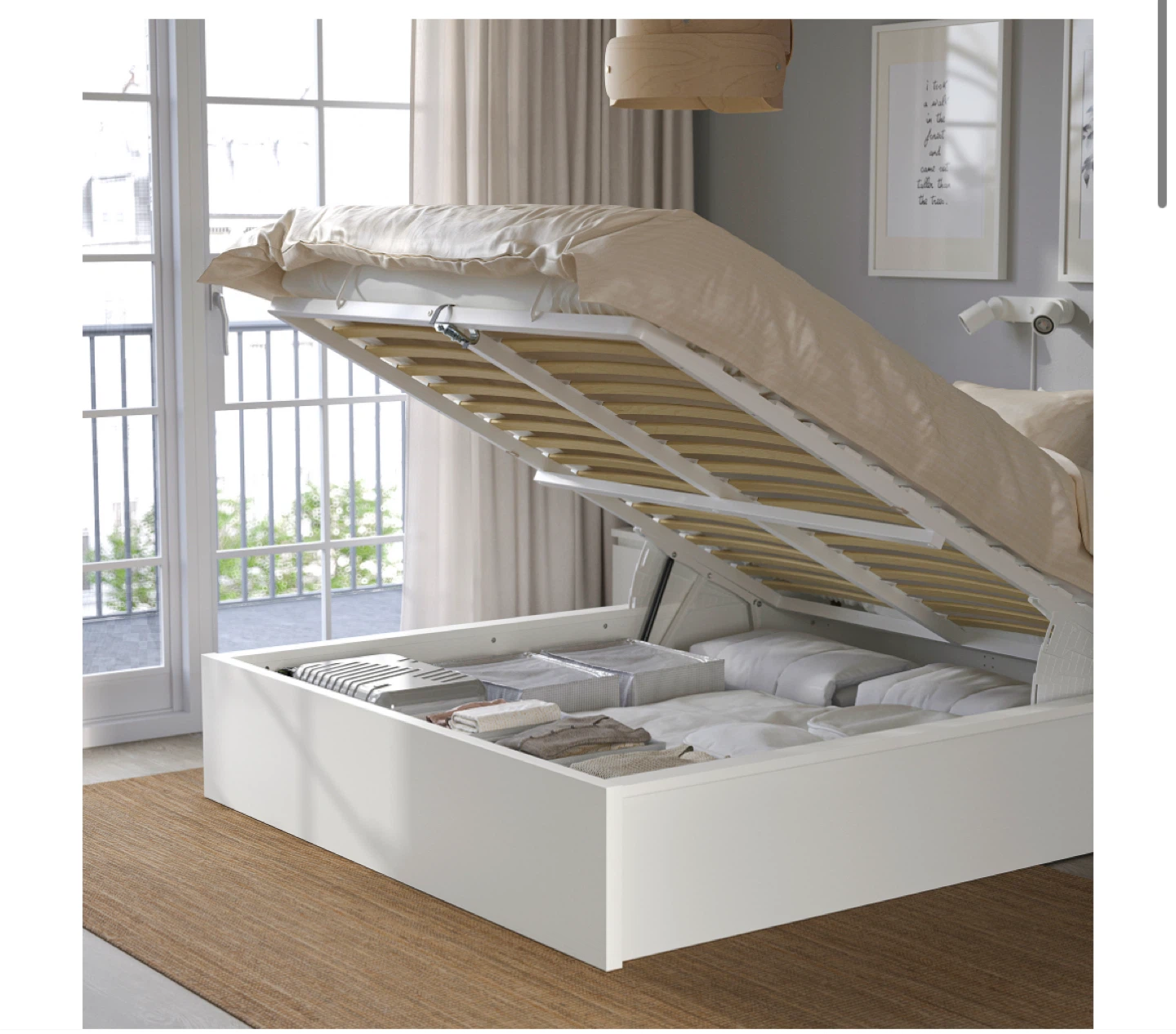 White Storage Bed Frame with Mattress - photo 2