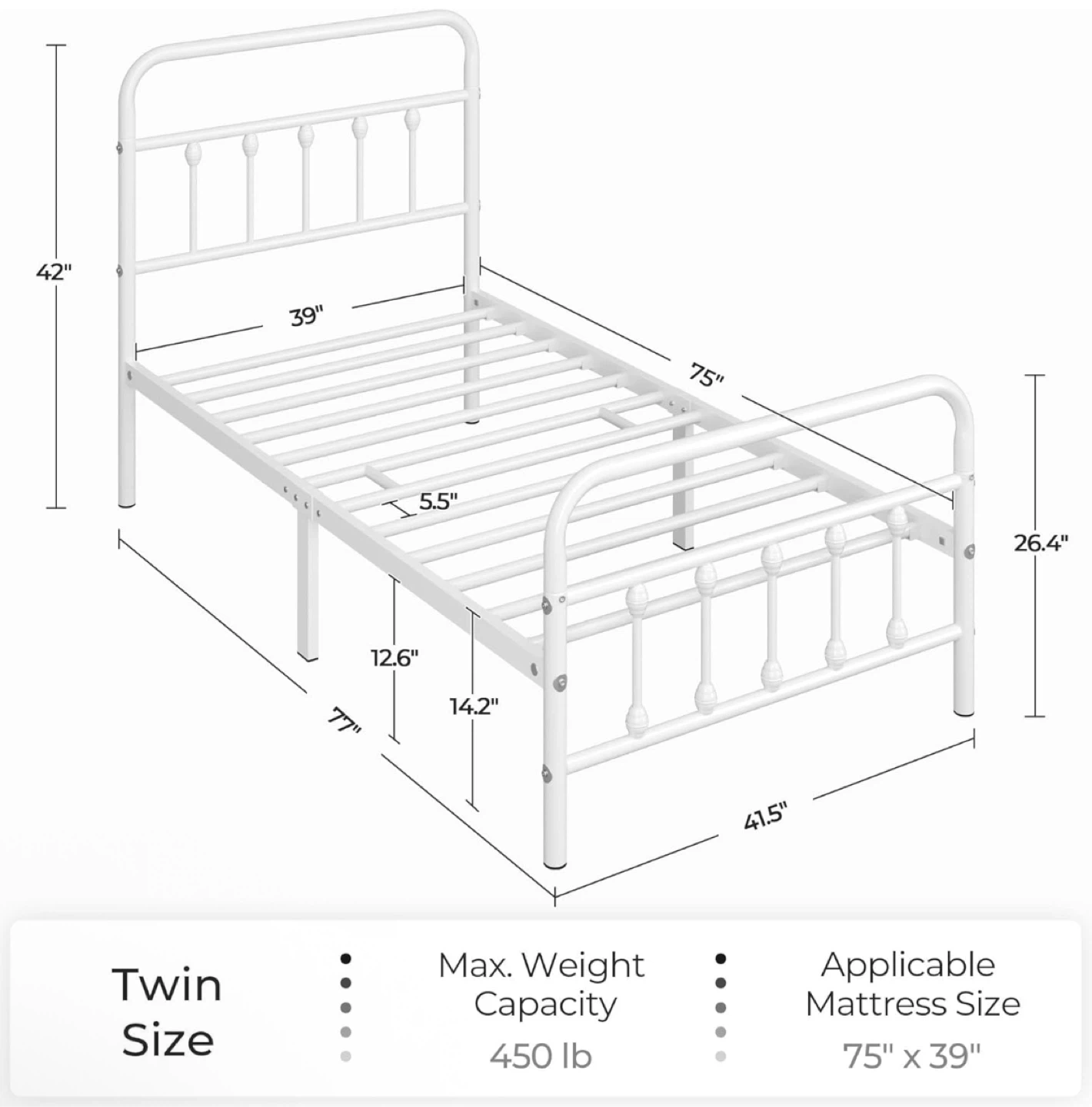 White Metal Twin Bed Frame - MOVING SALE! - photo 3