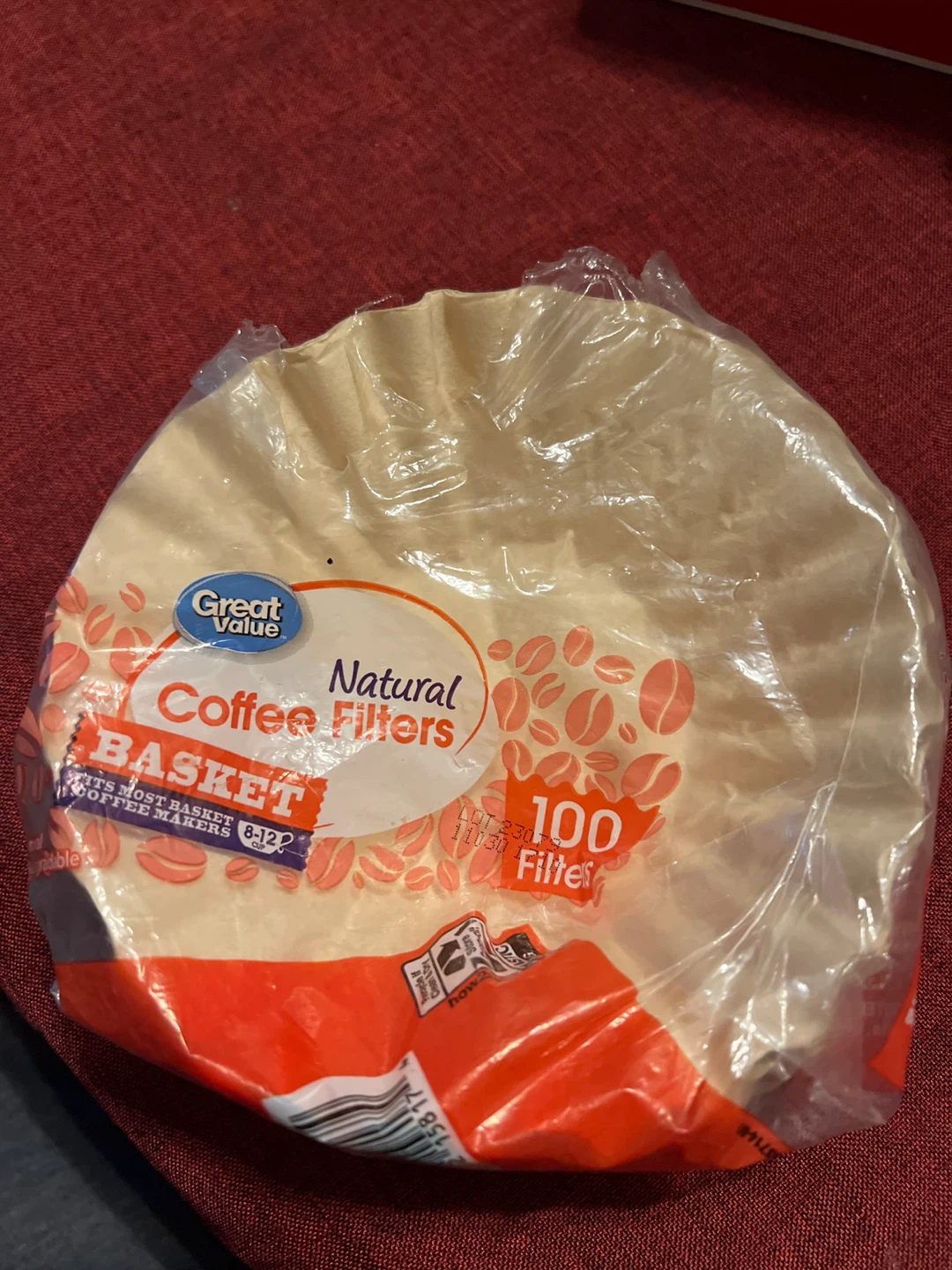 Great Value Natural Basket Coffee Filters - 100 Count