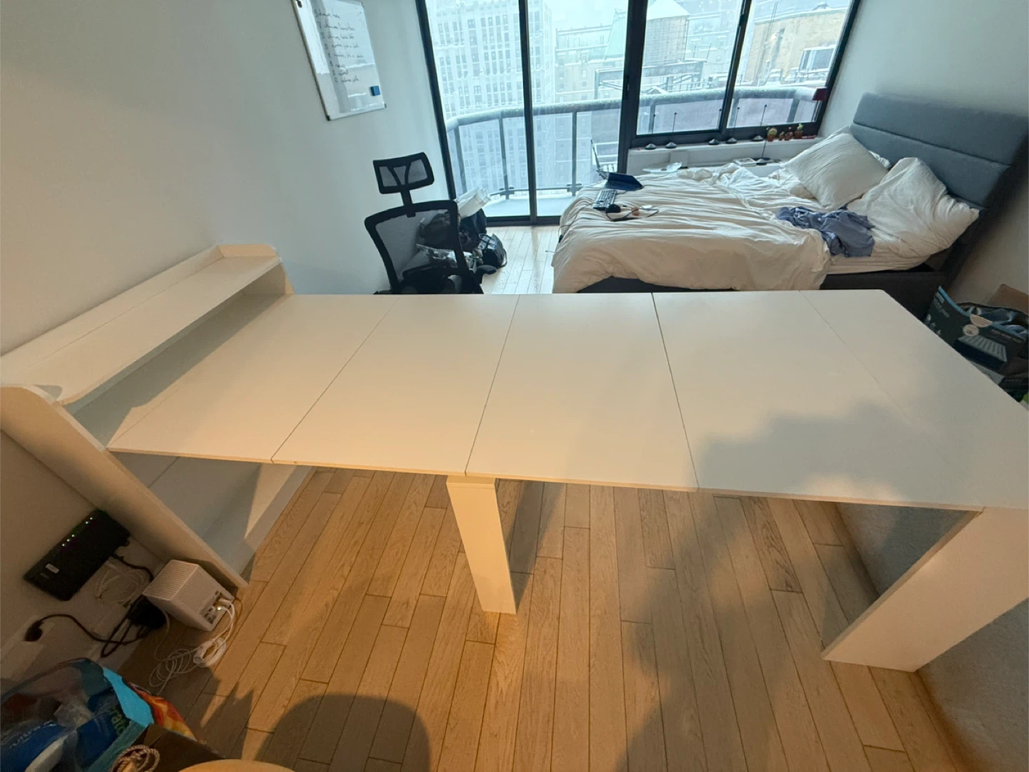 Extendable White Table with Shelf - photo 5