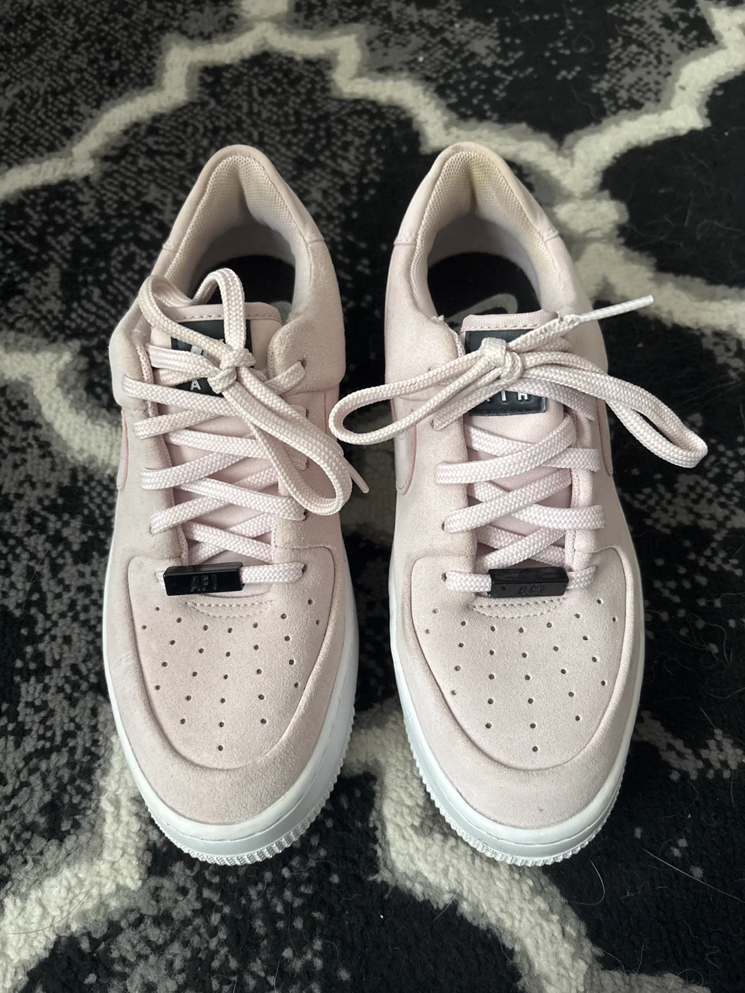Nike Air Force 1 Sage Low Pink Suede Platform Sneakers