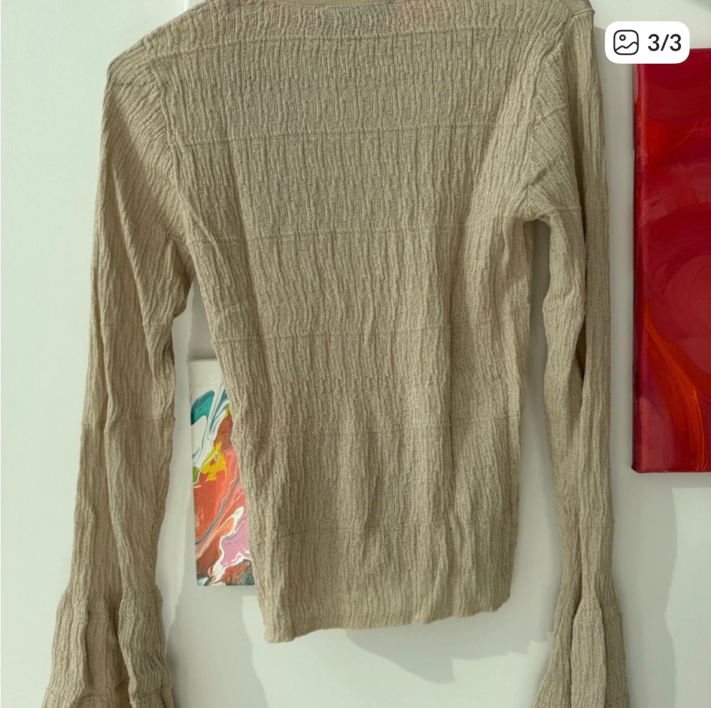 Zara Beige Textured Long Sleeve Top - photo 3