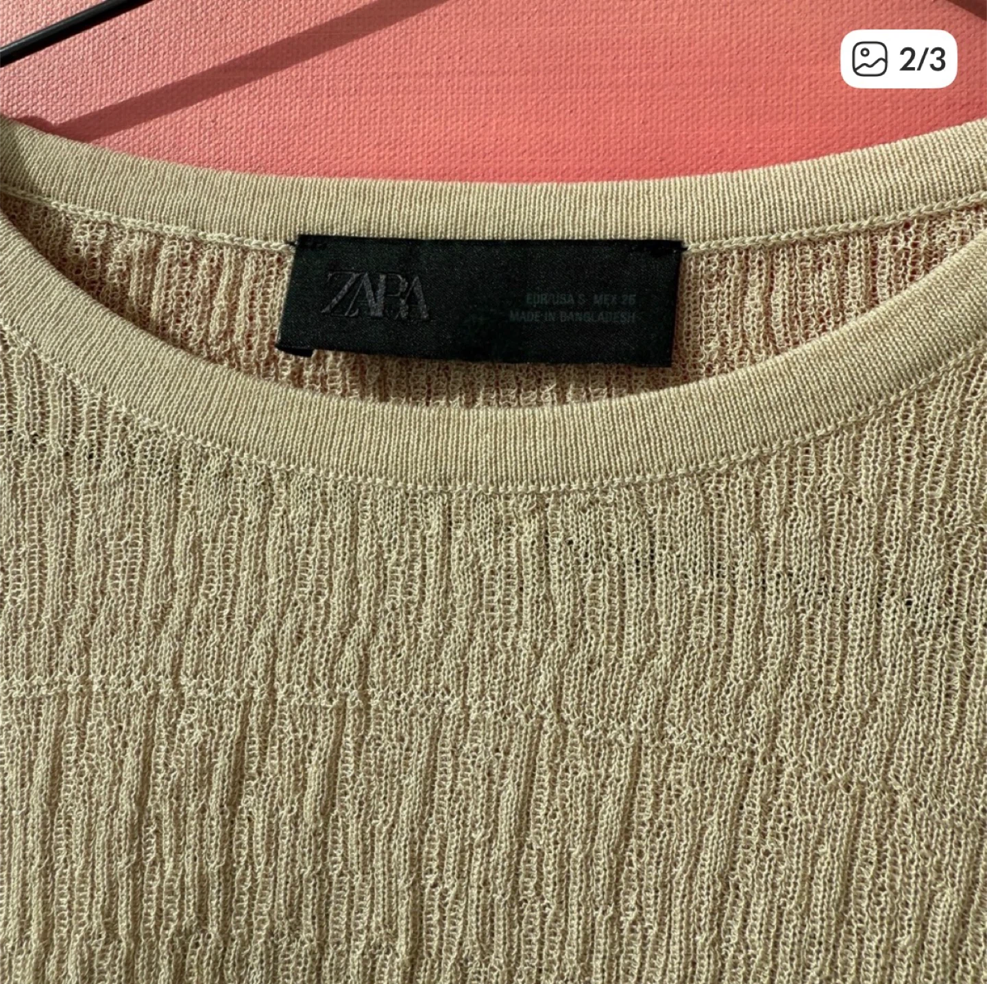 Zara Beige Textured Long Sleeve Top - photo 2