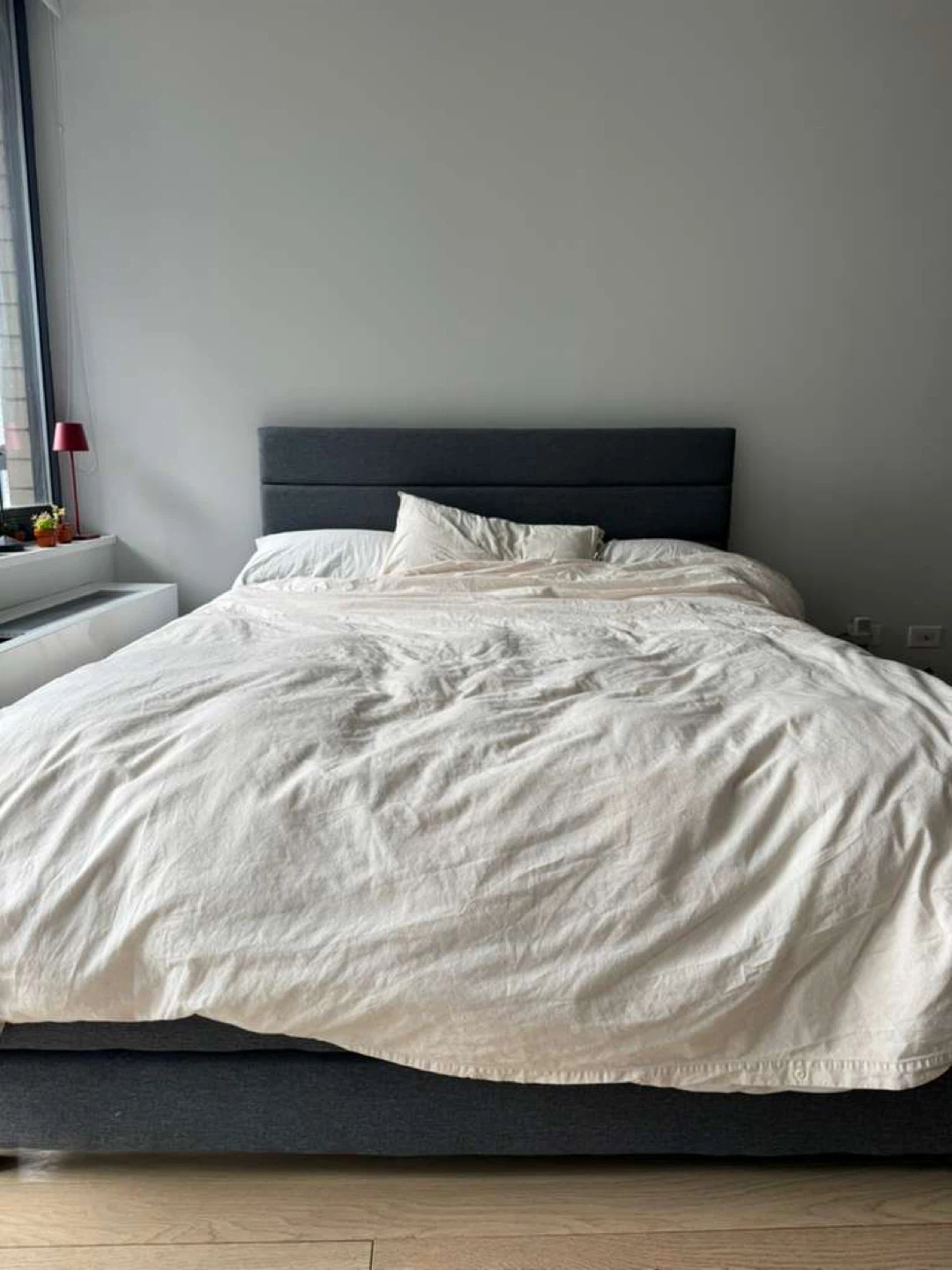 Gray Upholstered Platform Bed Frame with Headboard - photo 2