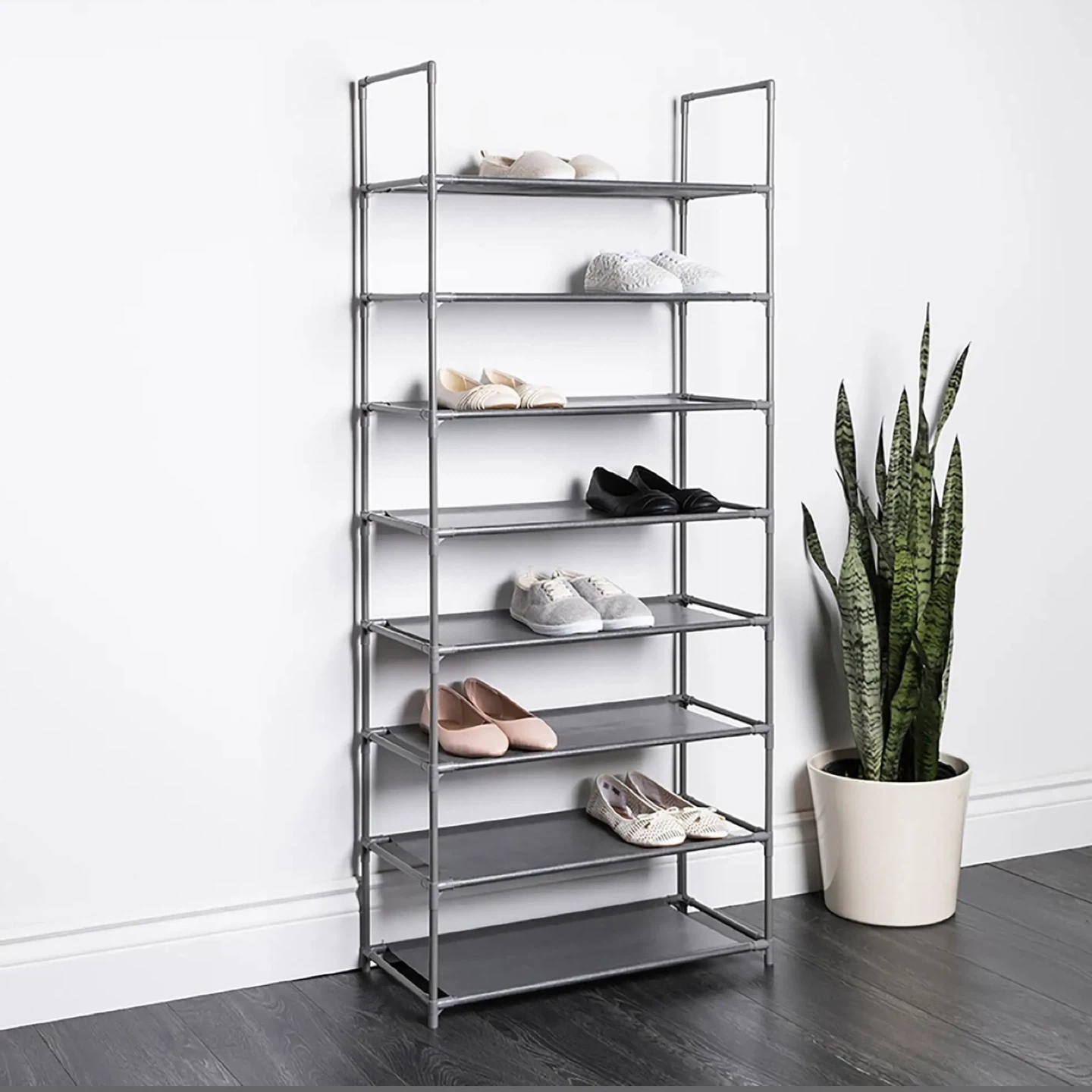 Grey Fabric Shoe Rack