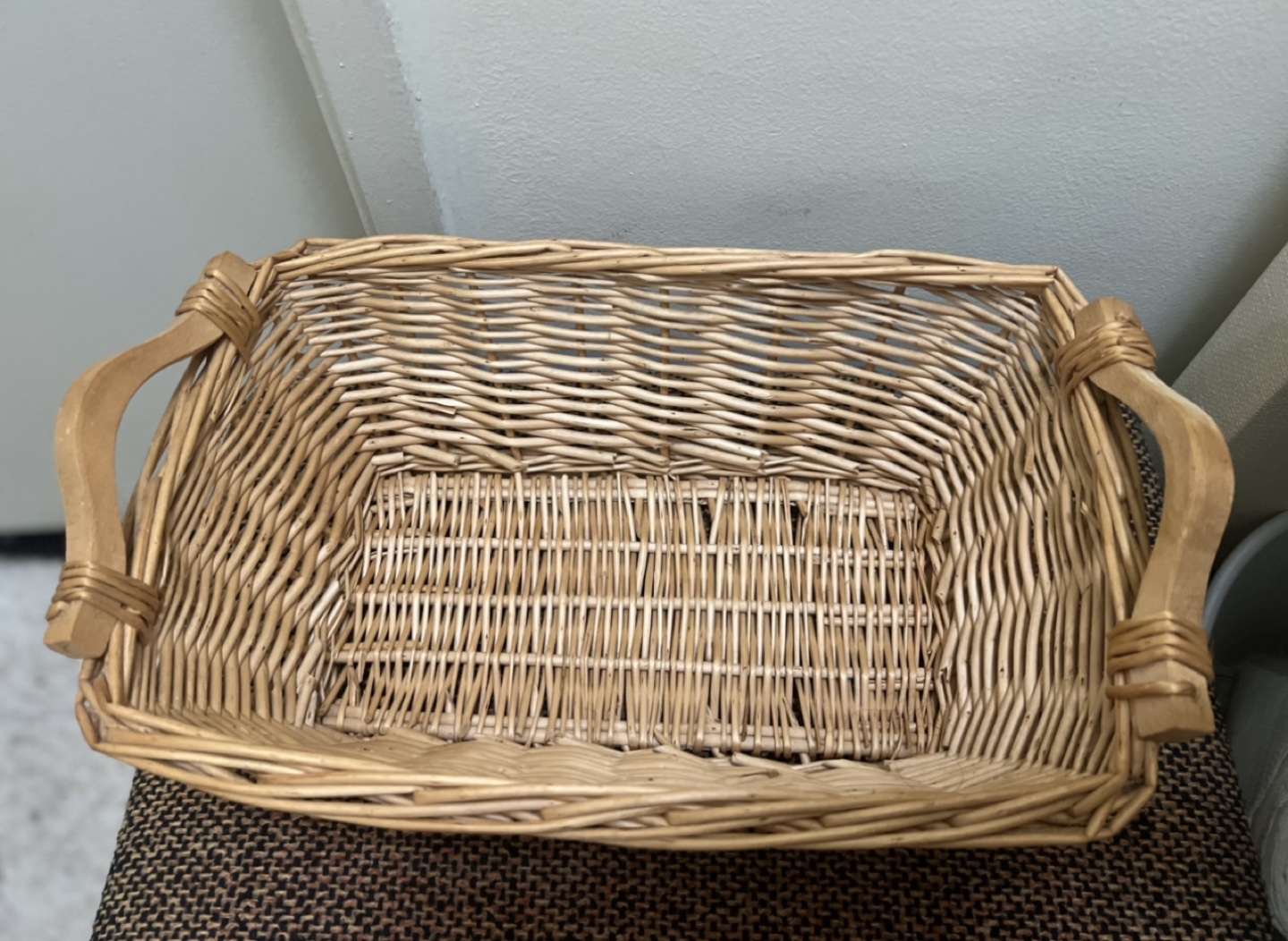 Wicker Basket with Wooden Handles