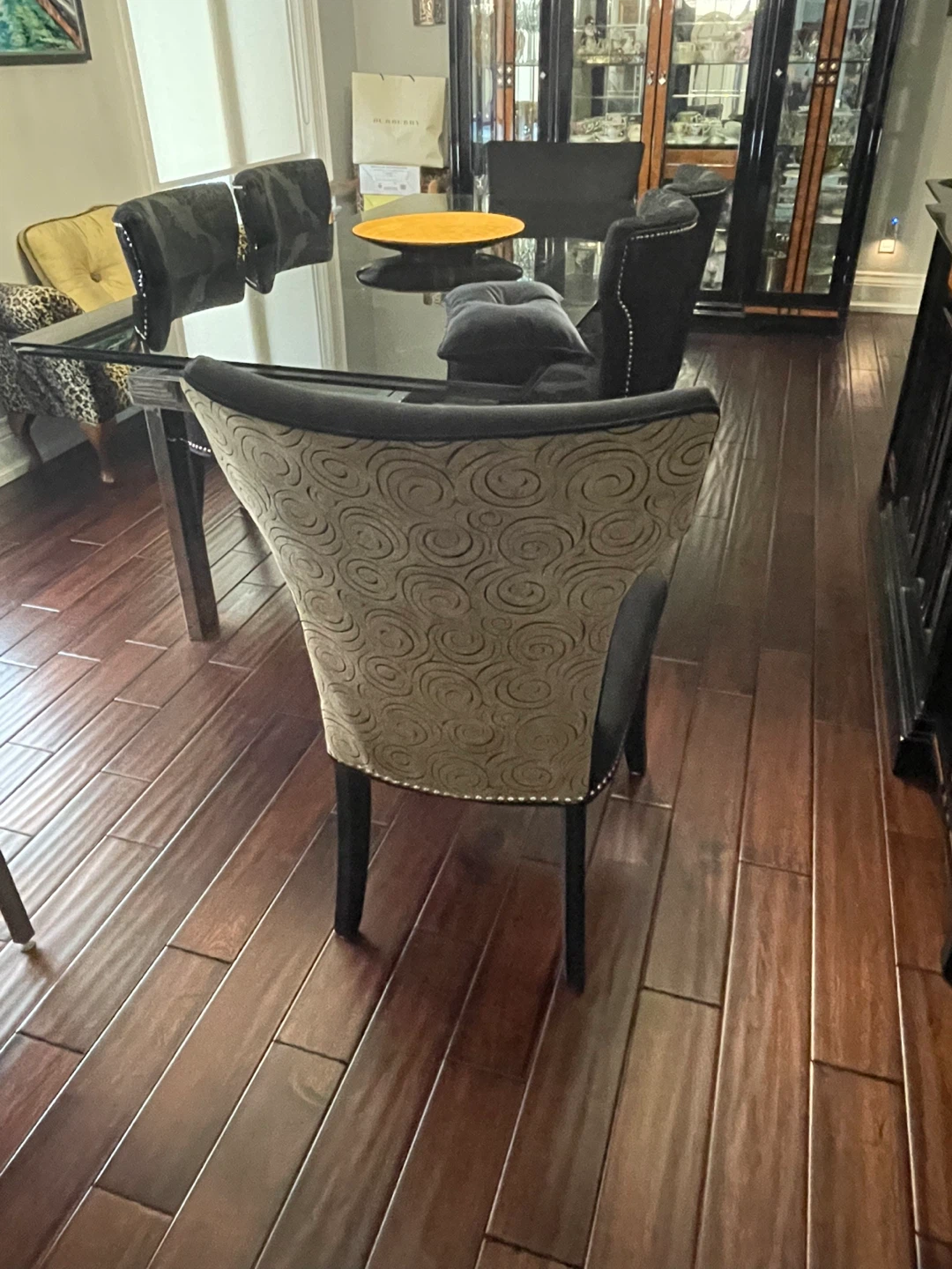 Black Upholstered Dining Chair with Decorative Nailhead Trim - photo 2