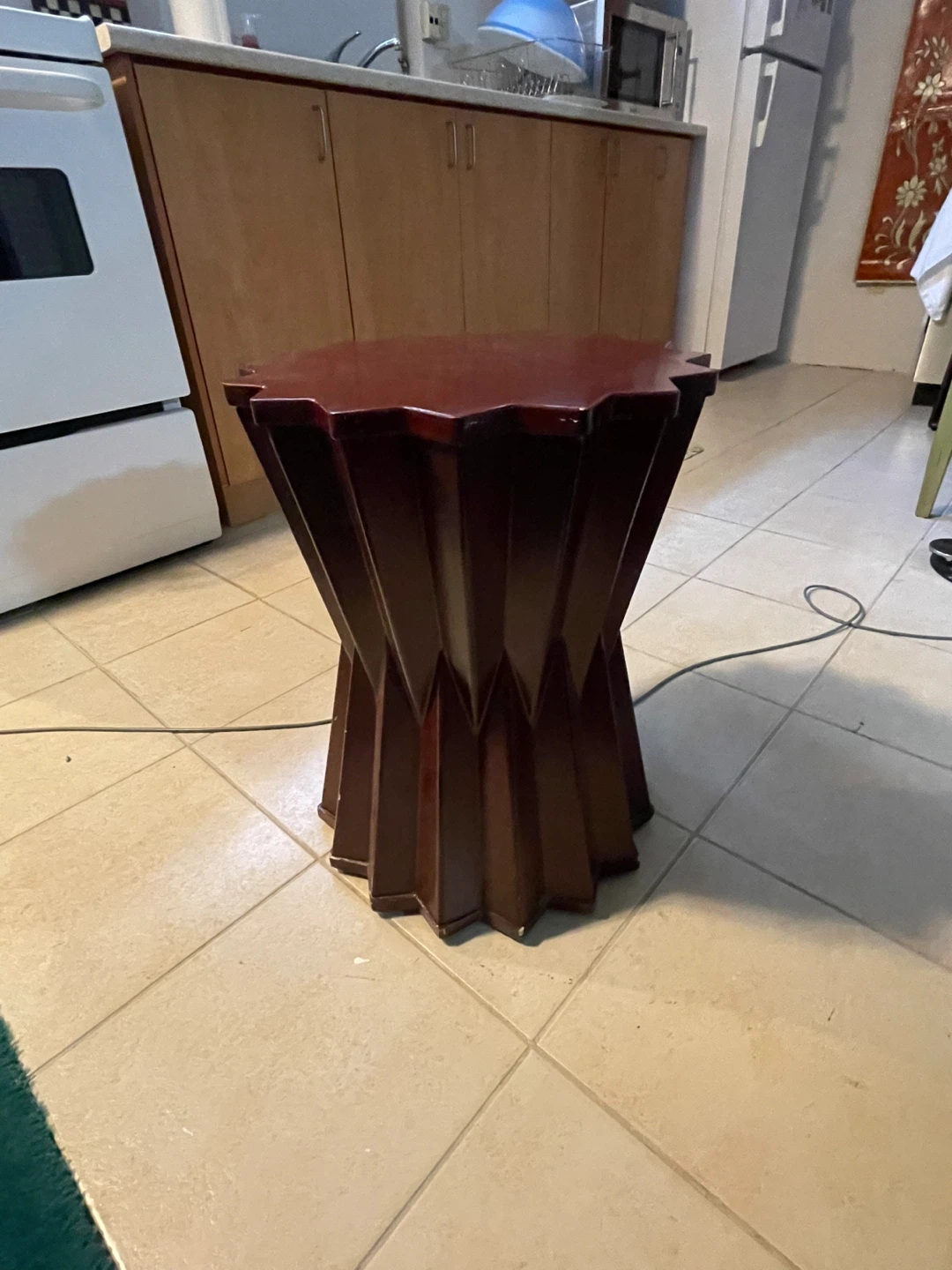 Dark Wood Octagonal Side Table
