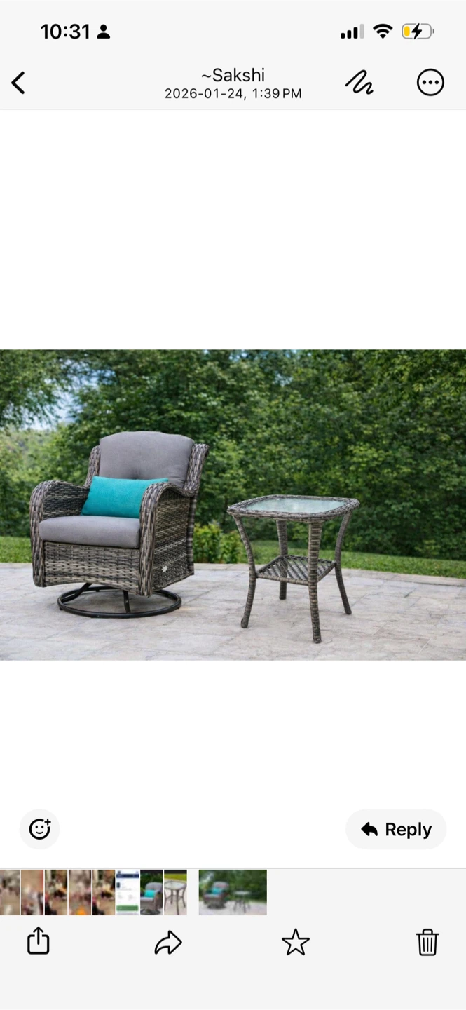 New Wicker Swivel Chair and Table