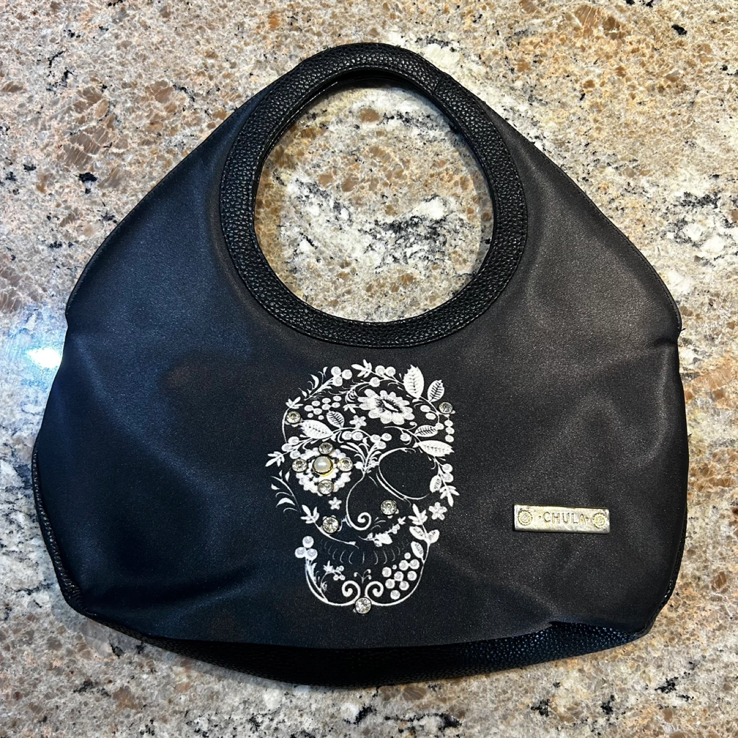 Chula Black Skull Handbag Purse