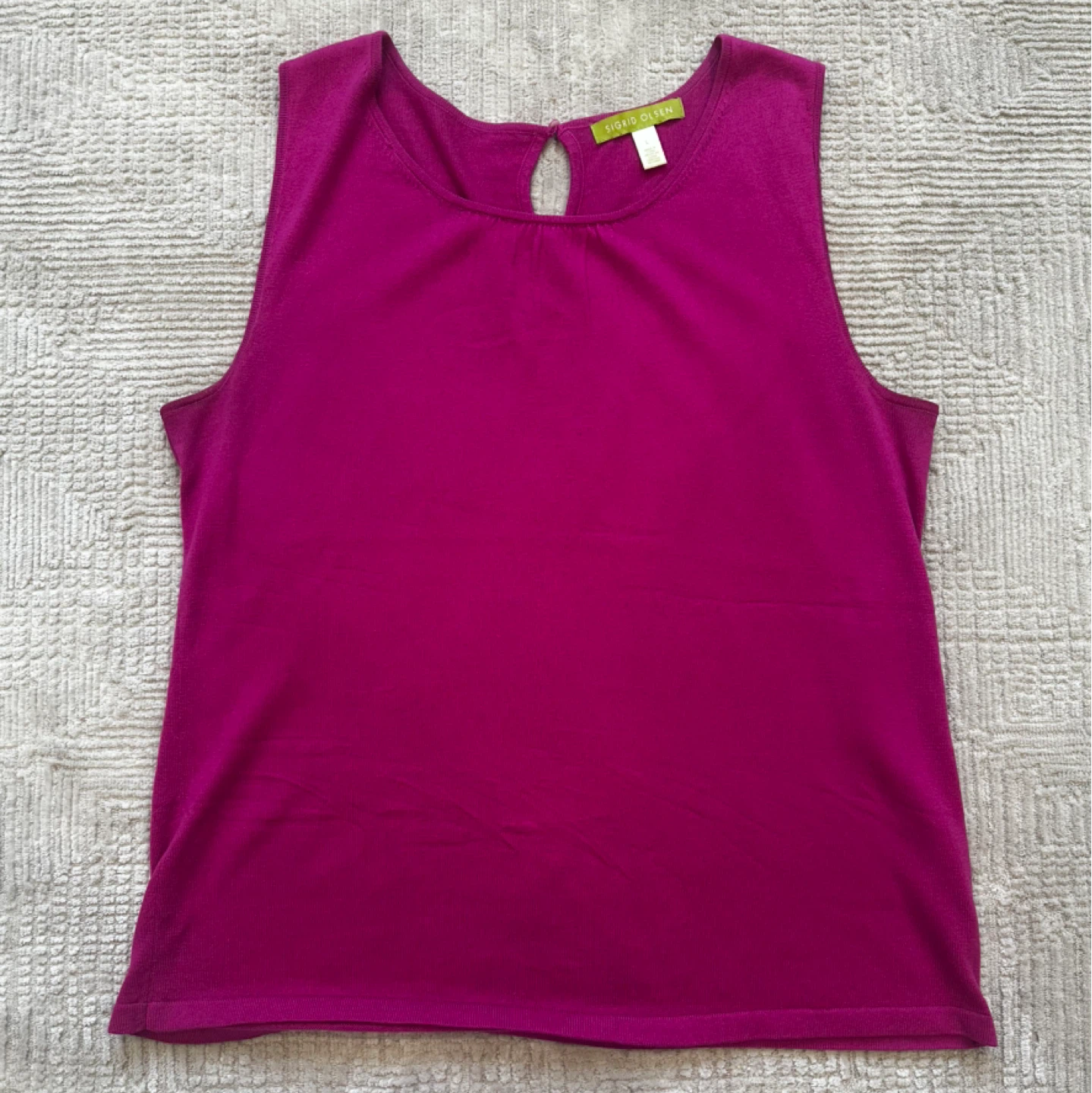 Sigrid Olsen Magenta Sleeveless Keyhole Tank Top - Size L