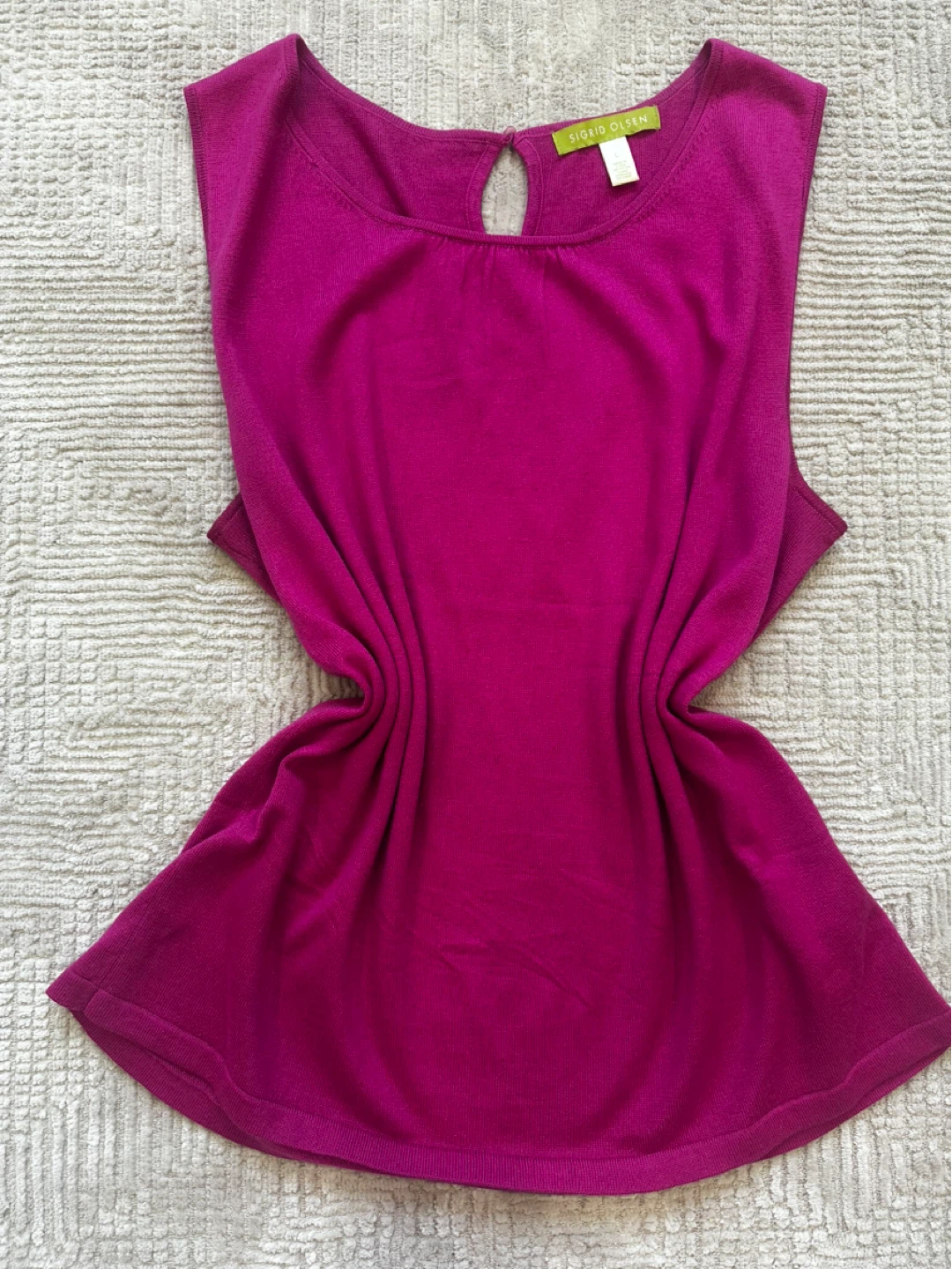 Sigrid Olsen Magenta Sleeveless Keyhole Tank Top - Size L - photo 2