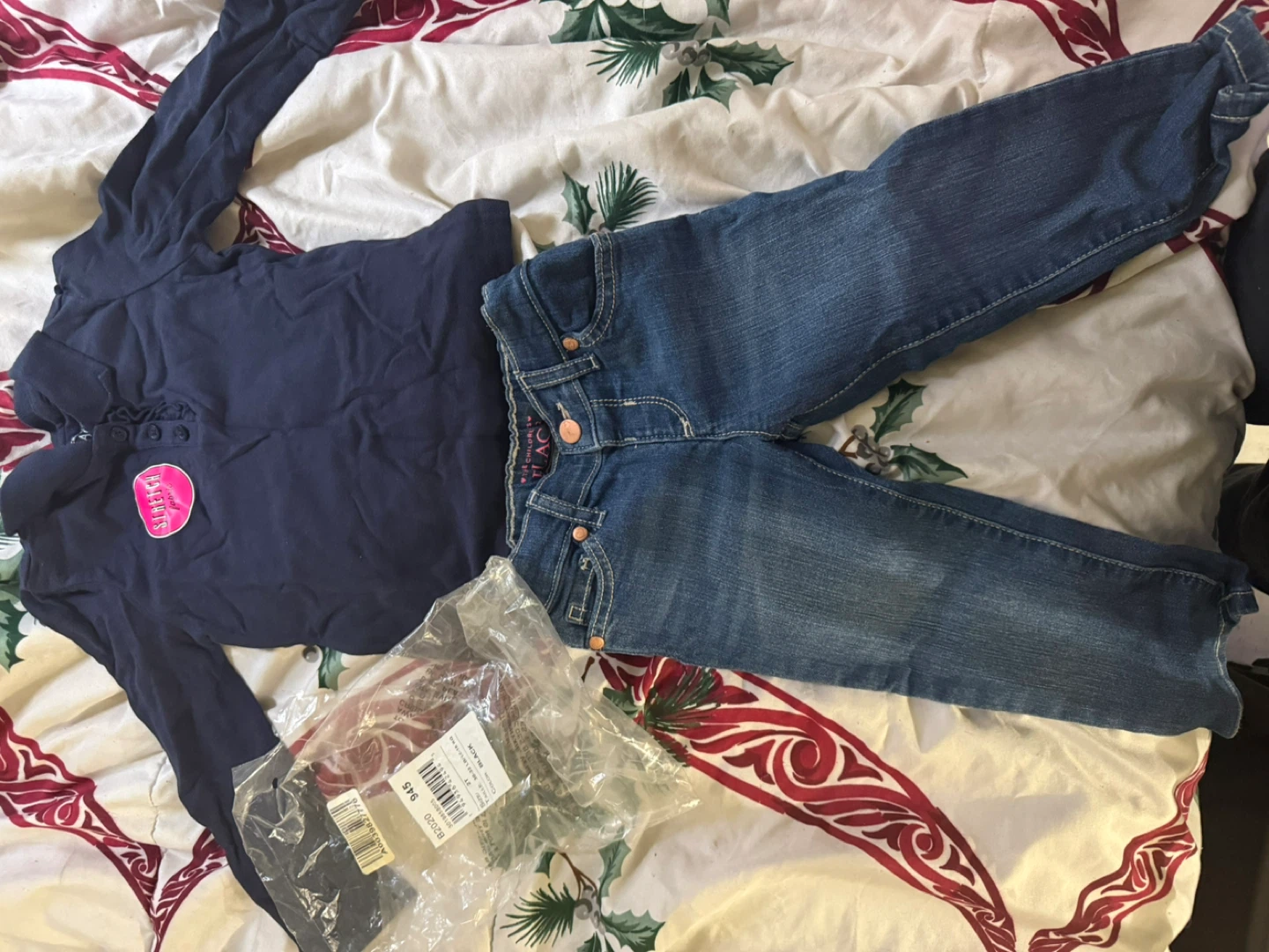 The Children's Place Girls Navy Long Sleeve Shirt & Jeans Outfit