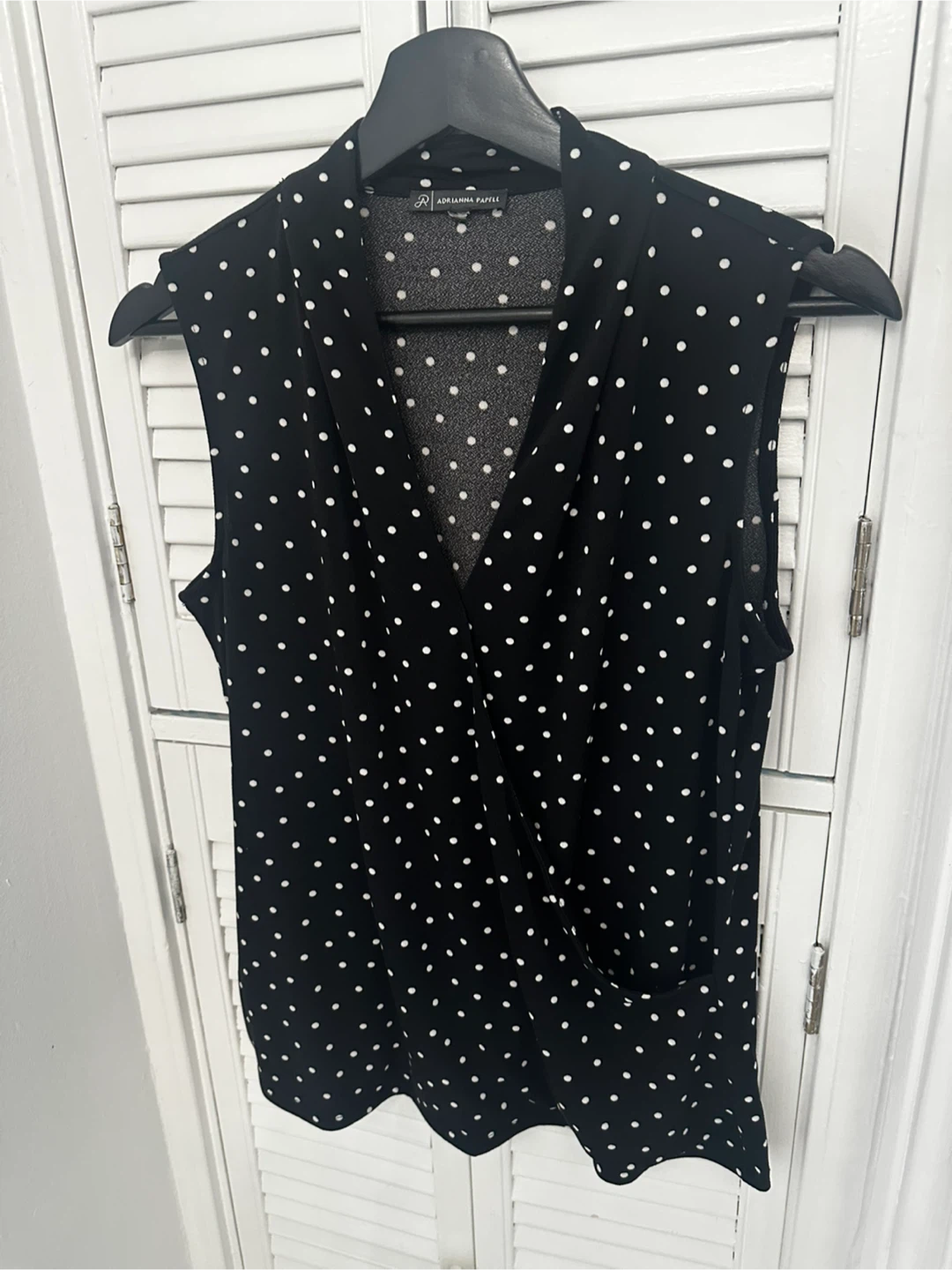 Adrianna Papell Black and White Polka Dot Sleeveless Blouse - photo 2