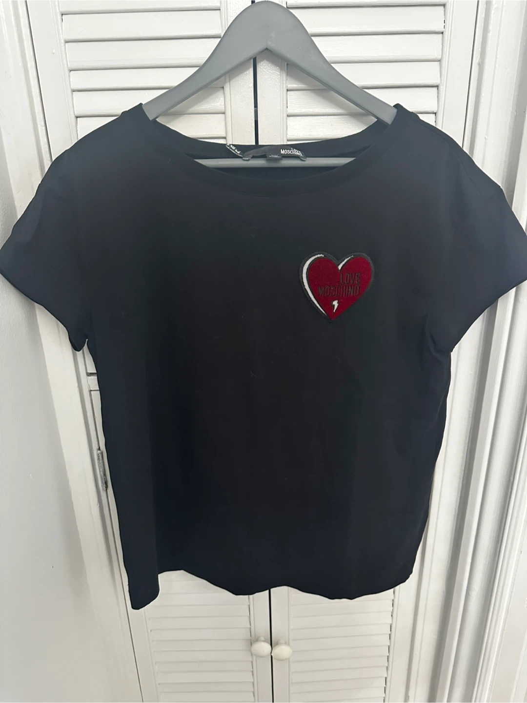 Love Moschino Black Heart Patch T-Shirt