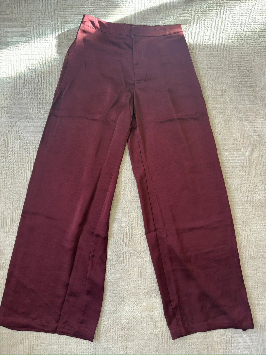 New Fashion Nova Burgundy Wide Leg Satin Pants