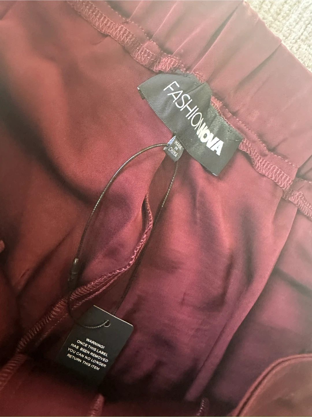 New Fashion Nova Burgundy Wide Leg Satin Pants - photo 3
