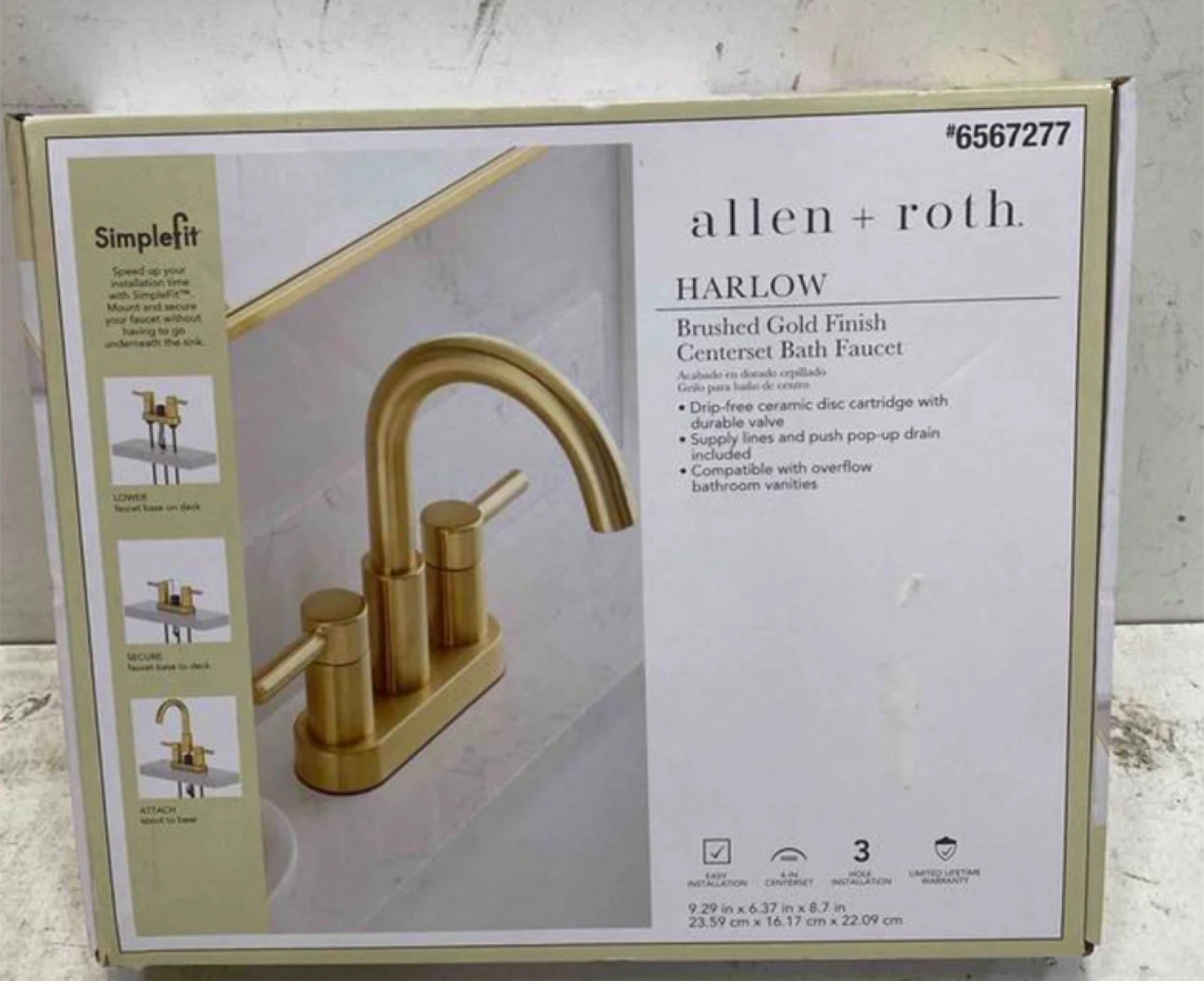 Allen + Roth Harlow Brushed Gold Centerset Bath Faucet - photo 2