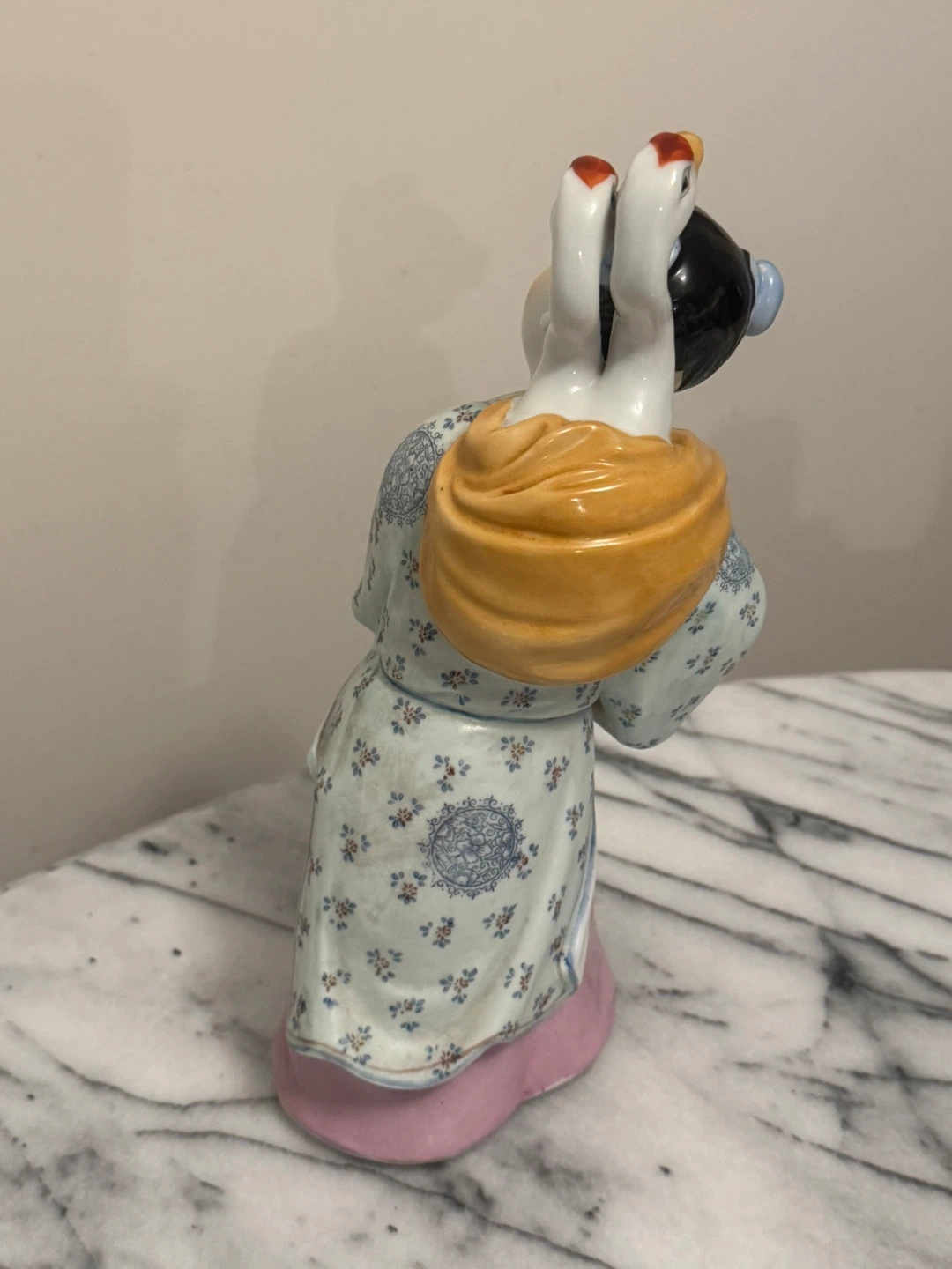 Ceramic Figurine of Child Carrying Geese - photo 3