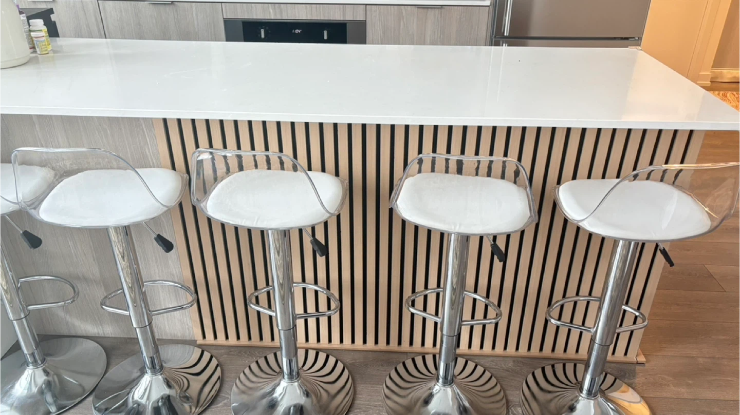 Clear Acrylic Bar Stool with White Padded Seat - photo 3