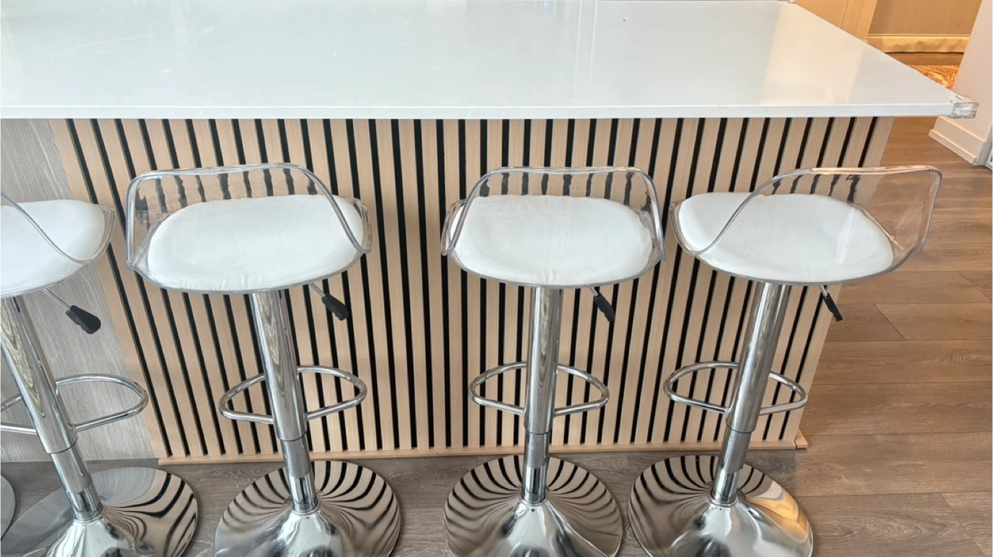 Clear Acrylic Bar Stool with White Padded Seat - photo 4