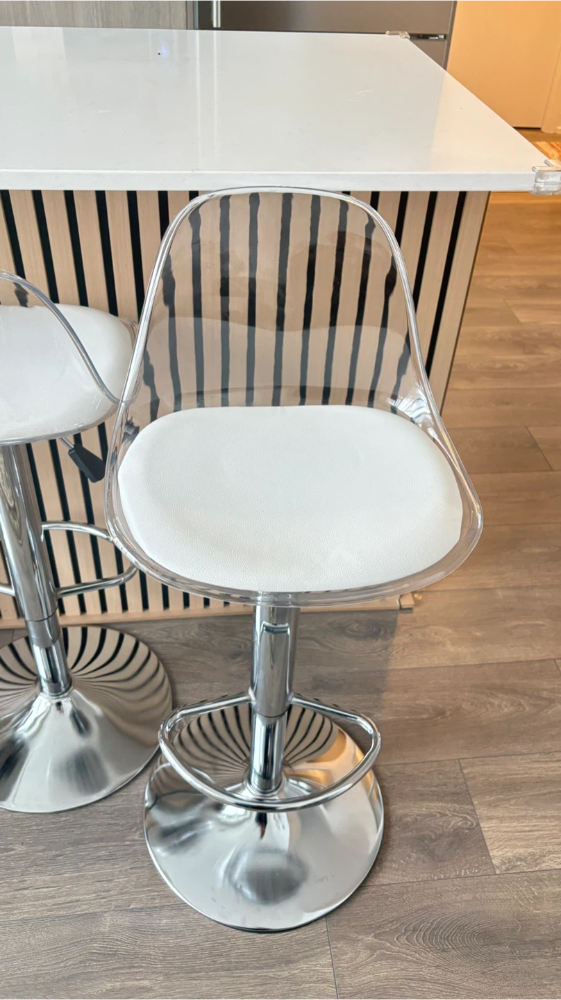 Clear Acrylic Bar Stool with White Padded Seat - photo 5