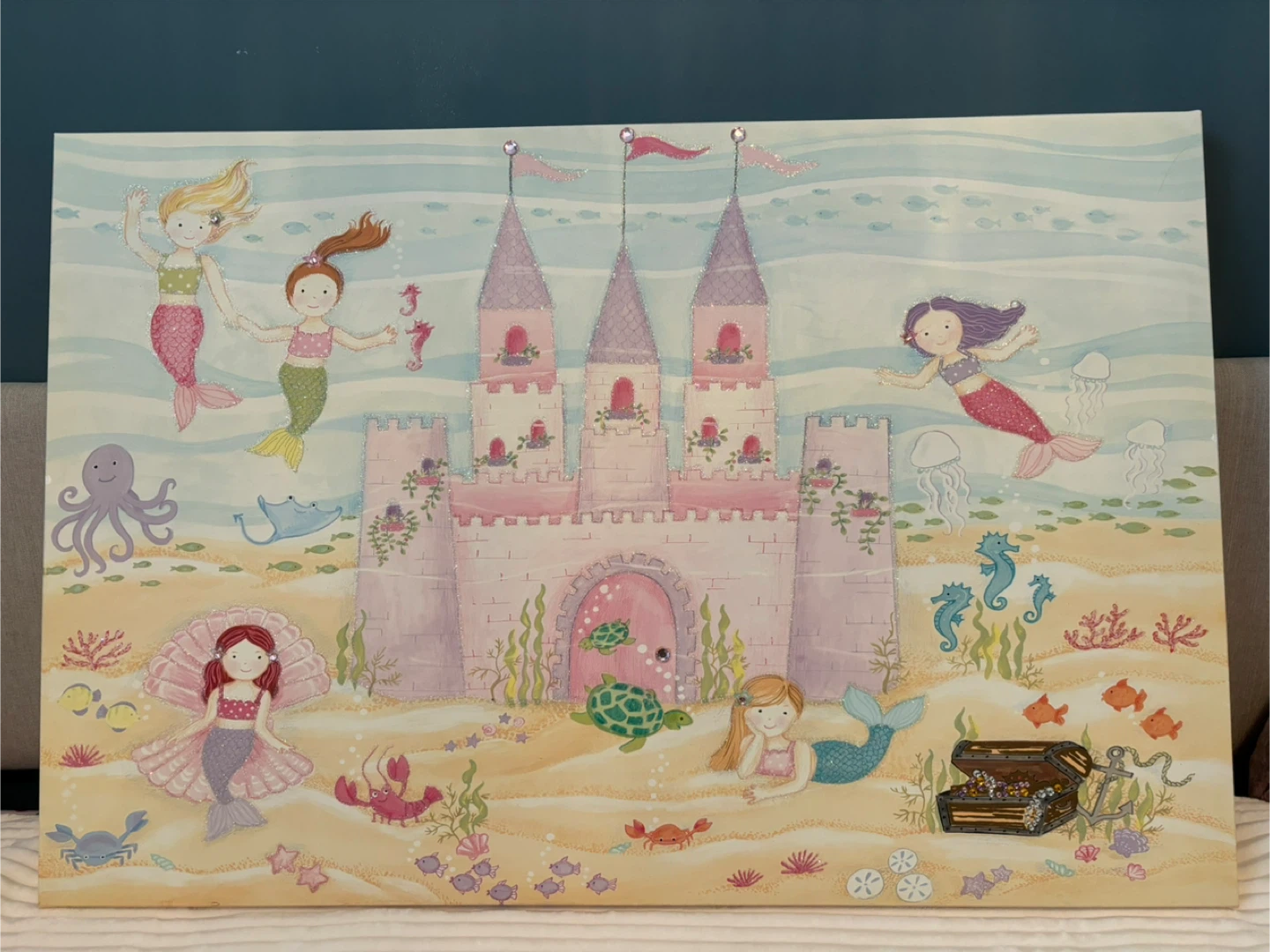 Large Mermaid Castle Canvas Wall Art