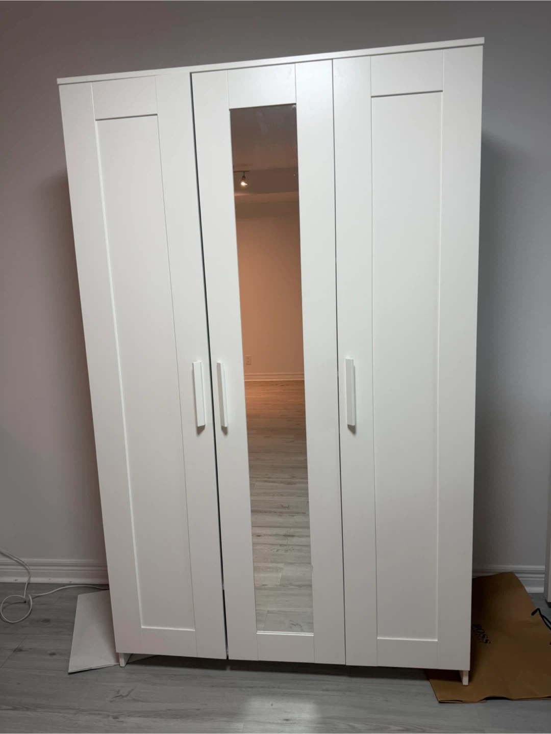 IKEA BRIMNES Wardrobe with 3 Doors and Mirror - White - photo 5