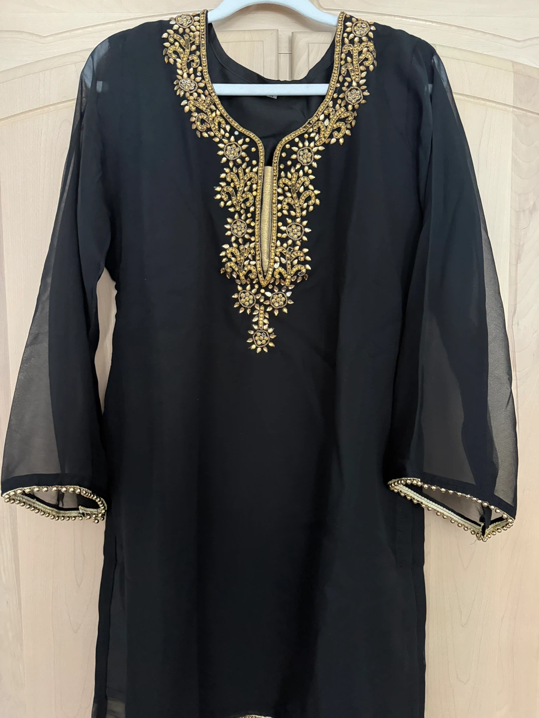 Black Embroidered Kurta with Palazzo Pants NEW