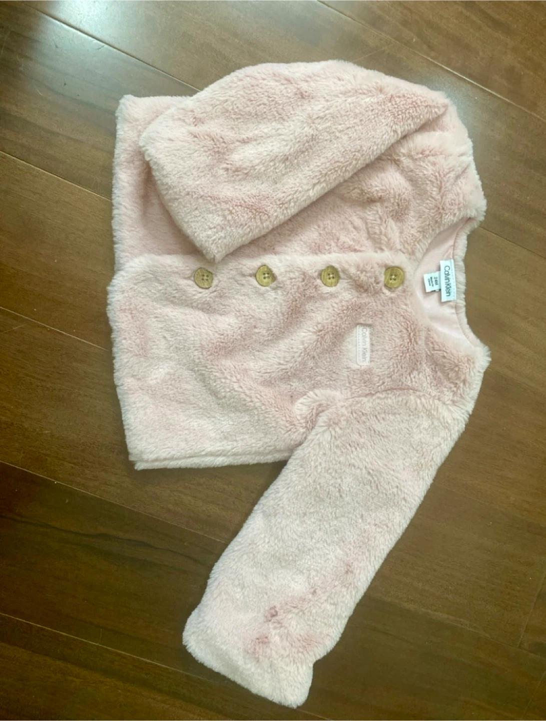 Calvin Klein Girls Pink Faux Fur Jacket