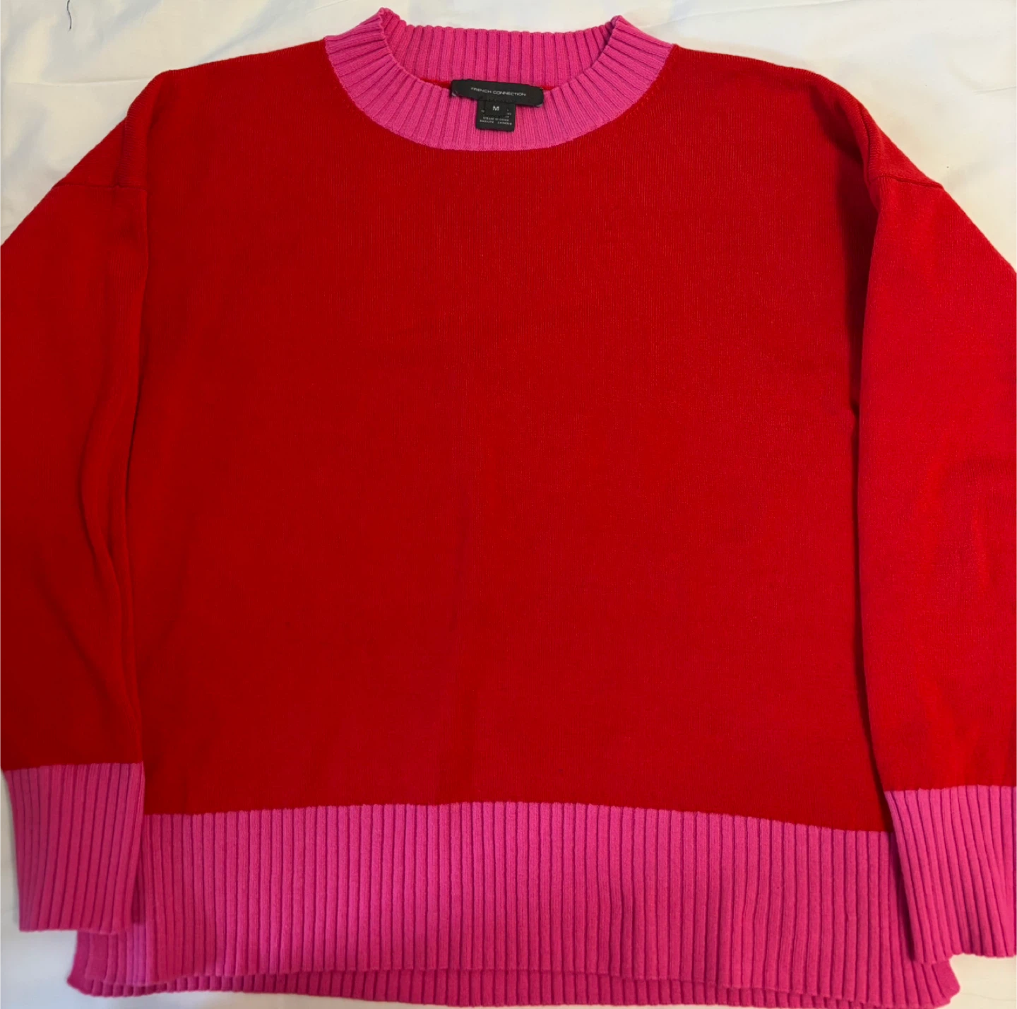 French Connection Red & Pink Knit Sweater - Medium