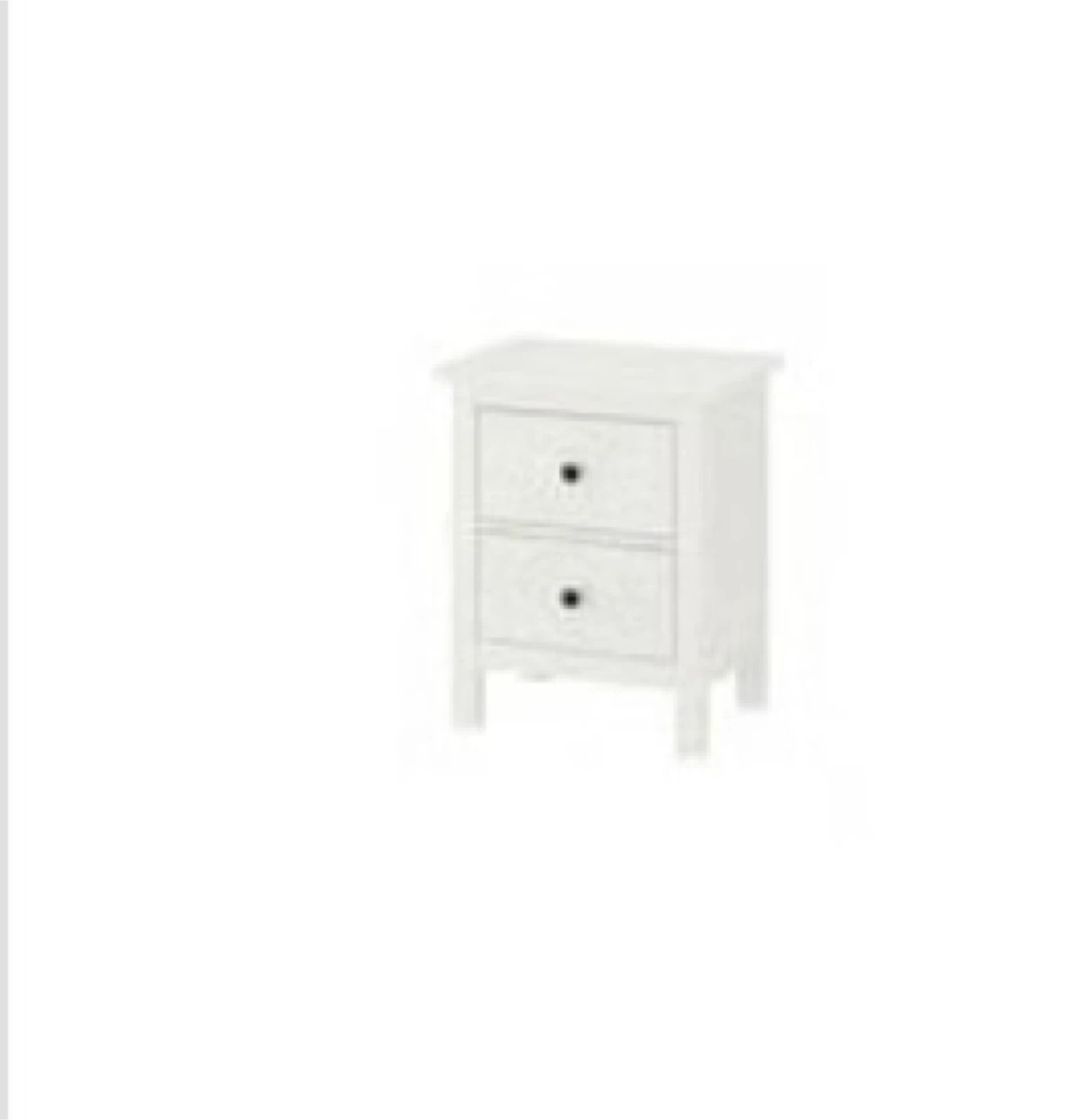 White two-drawer nightstand