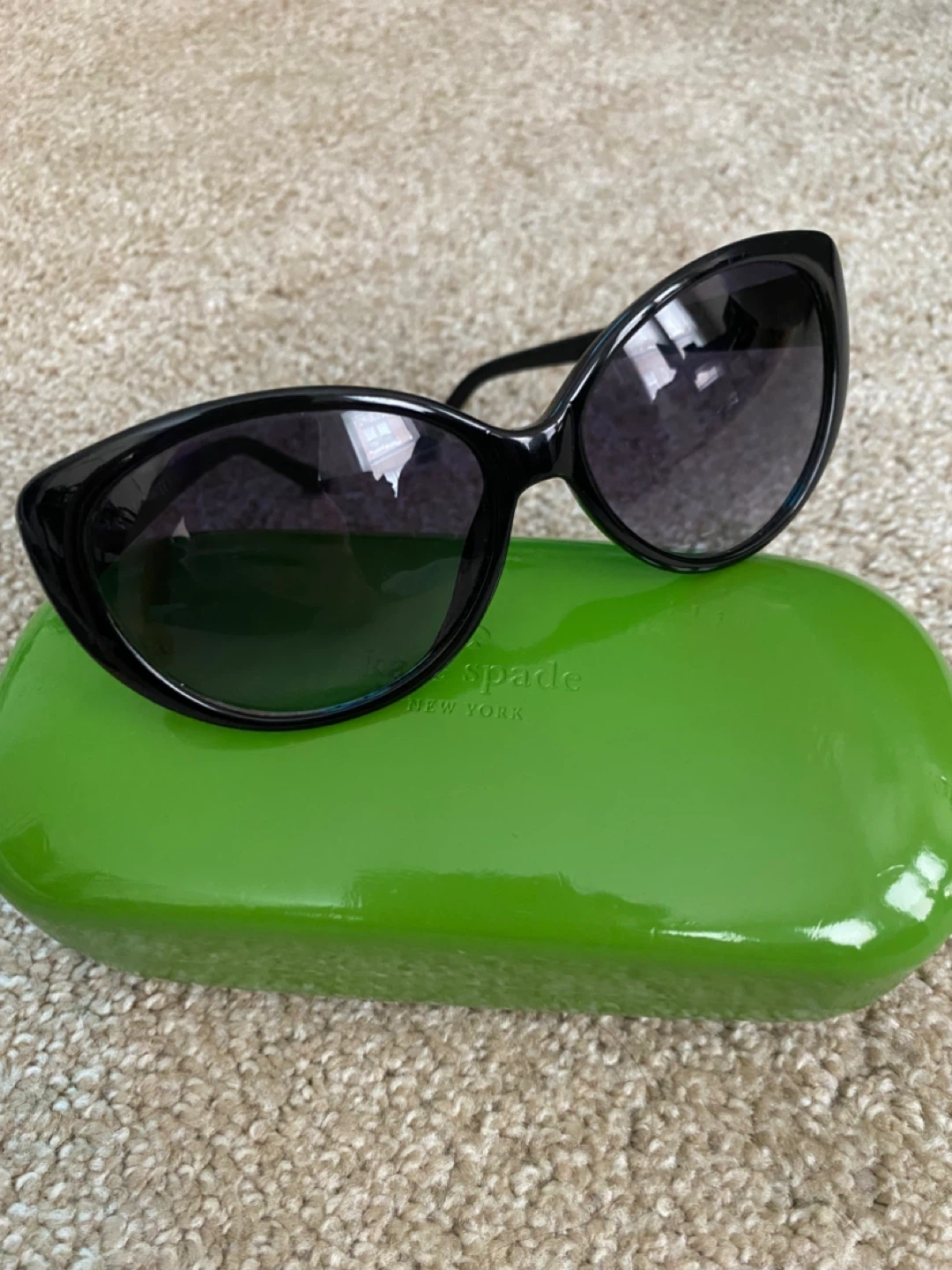 Kate Spade New York Black Sunglasses with Polka Dot Arms & Case