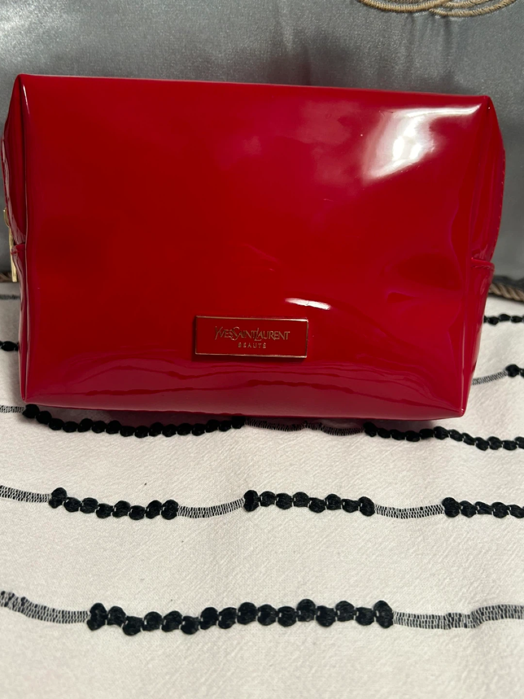 Yves Saint Laurent YSL Beauté Red Cosmetic Bag Pouch