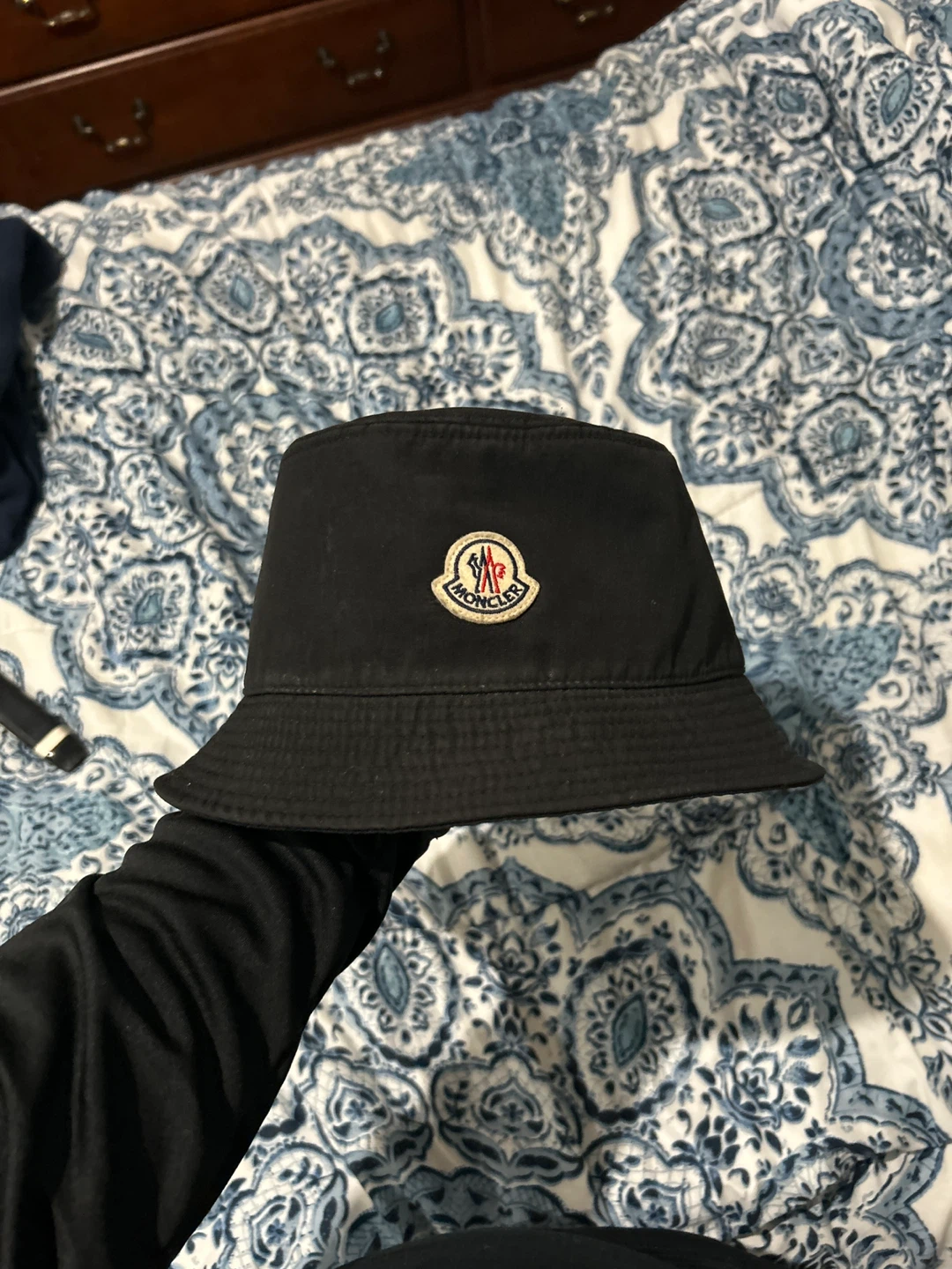Moncler Black Bucket Hat Size L