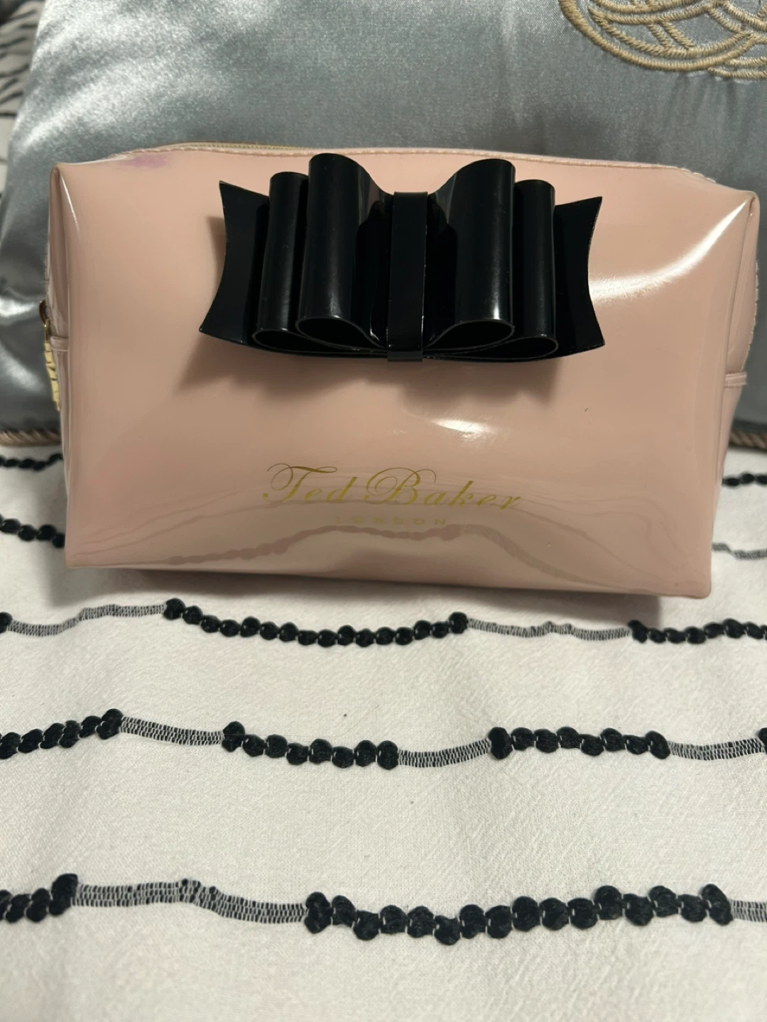 Ted Baker Pink Patent Bow Cosmetic Bag