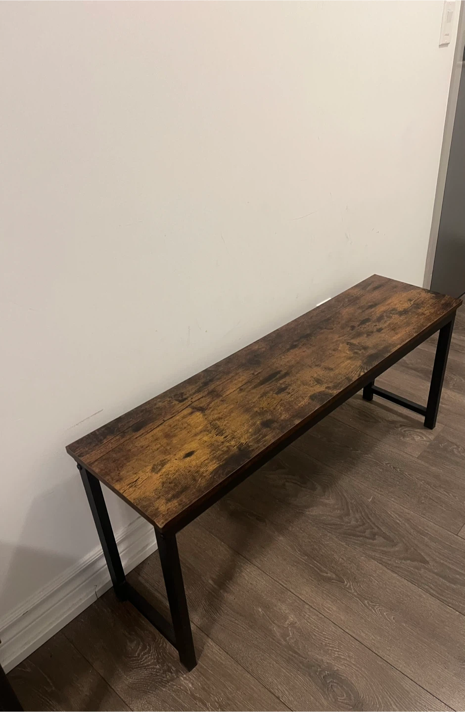 2 pair of Rustic Wood and Metal Hallway Bench - photo 2