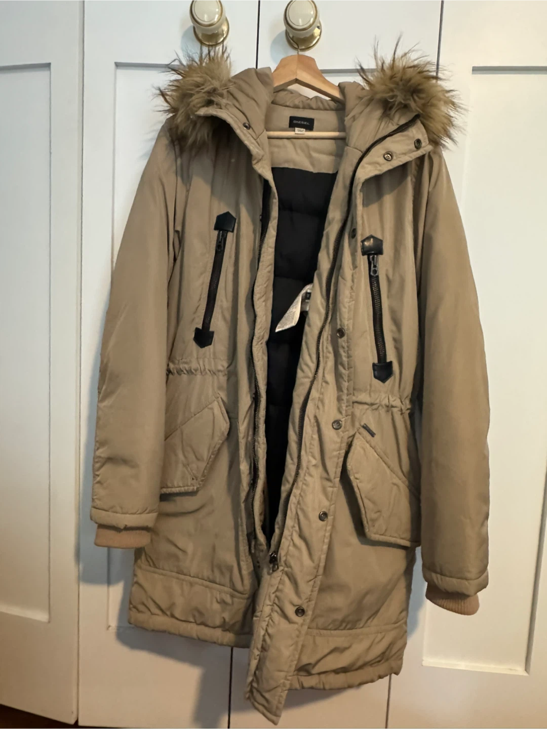 Diesel Men's Tan Parka Jacket Fur Hood - M - photo 2