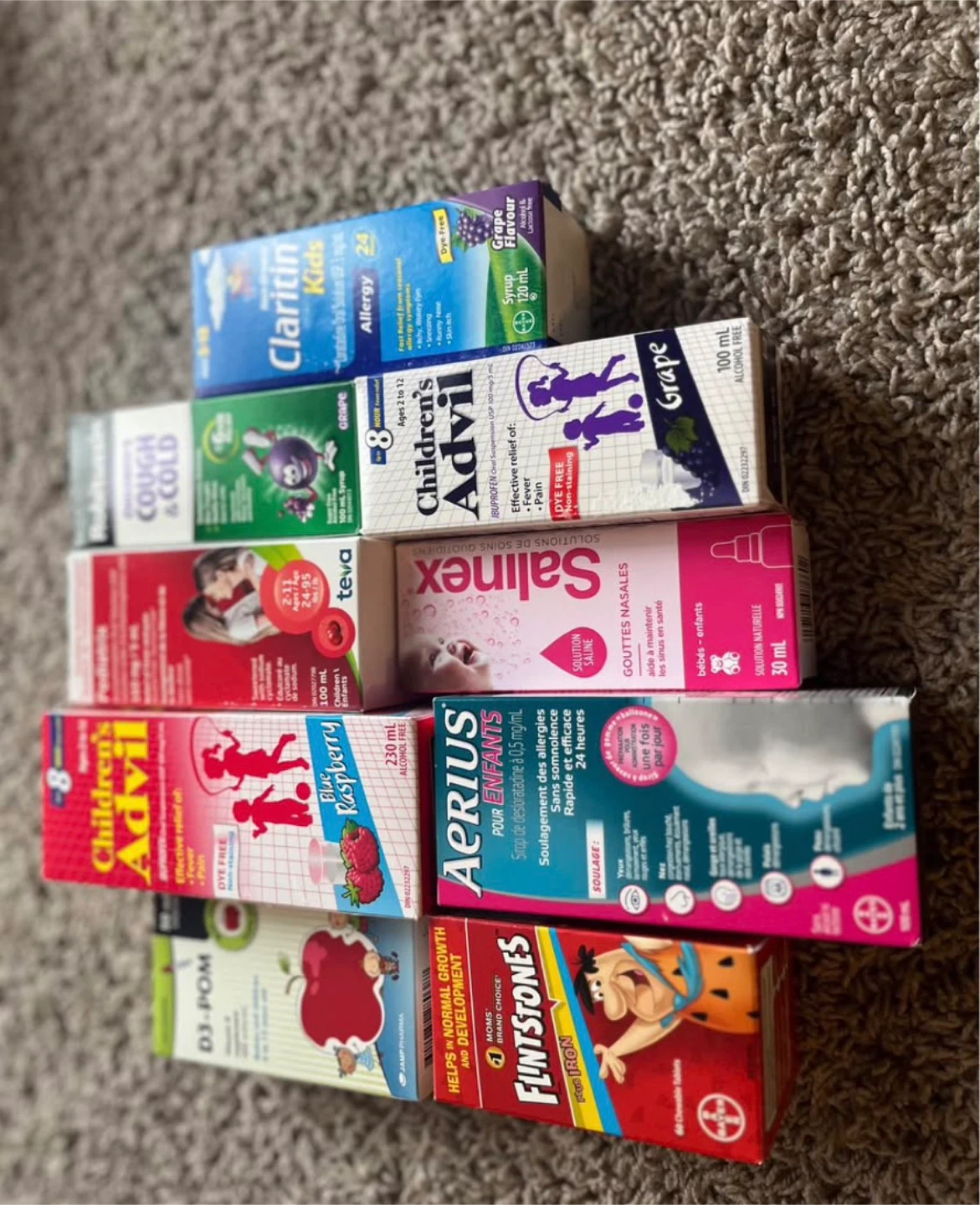 Children's Advil, Claritin Kids, Aerius